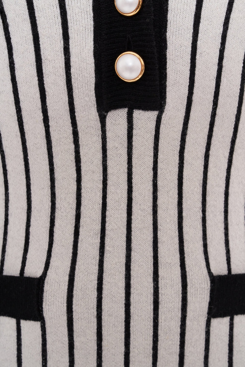 PINSTRIPE KNITTED V-NECK MINI DRESS 3