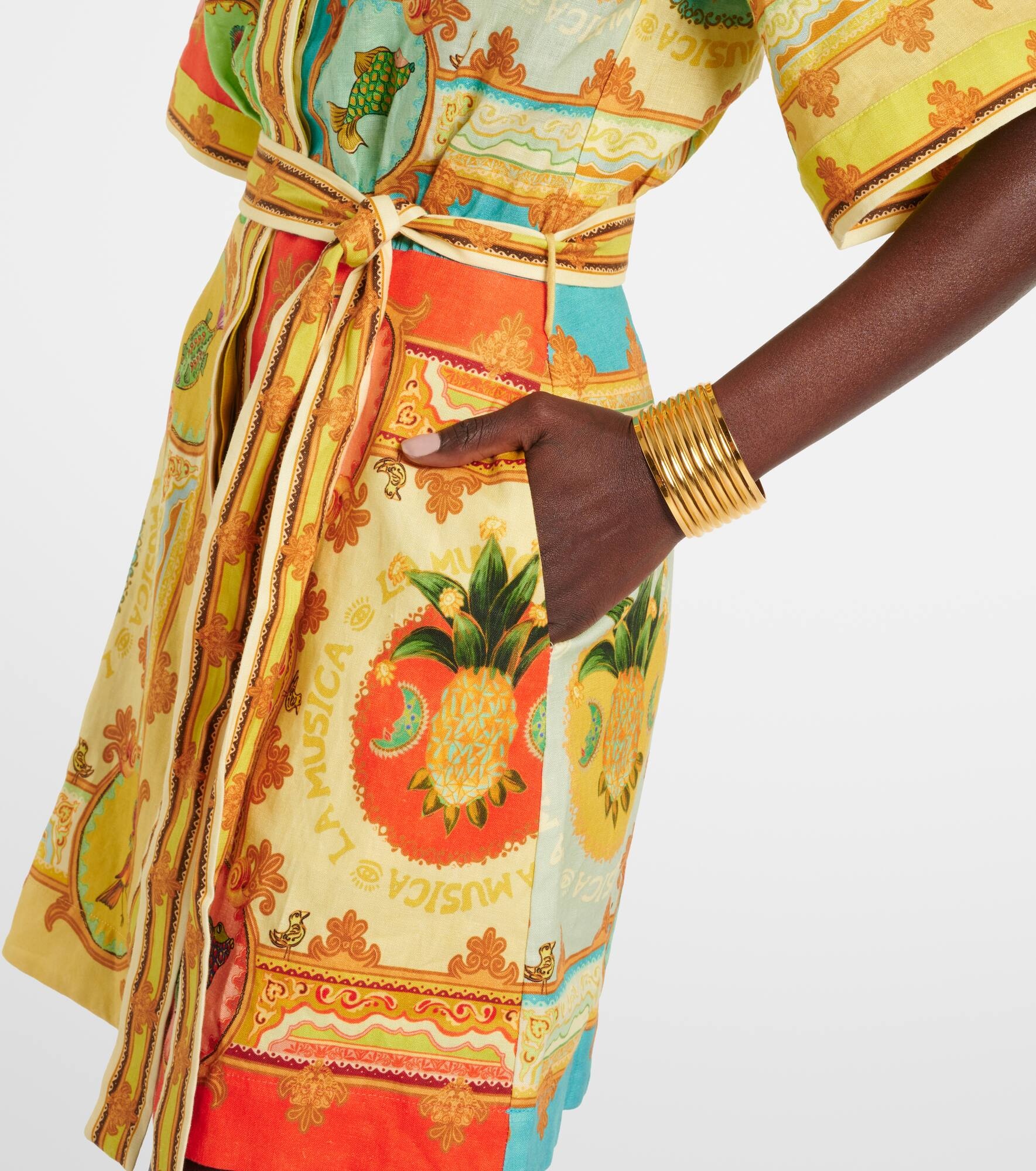 La Musica printed linen shirt dress - 5