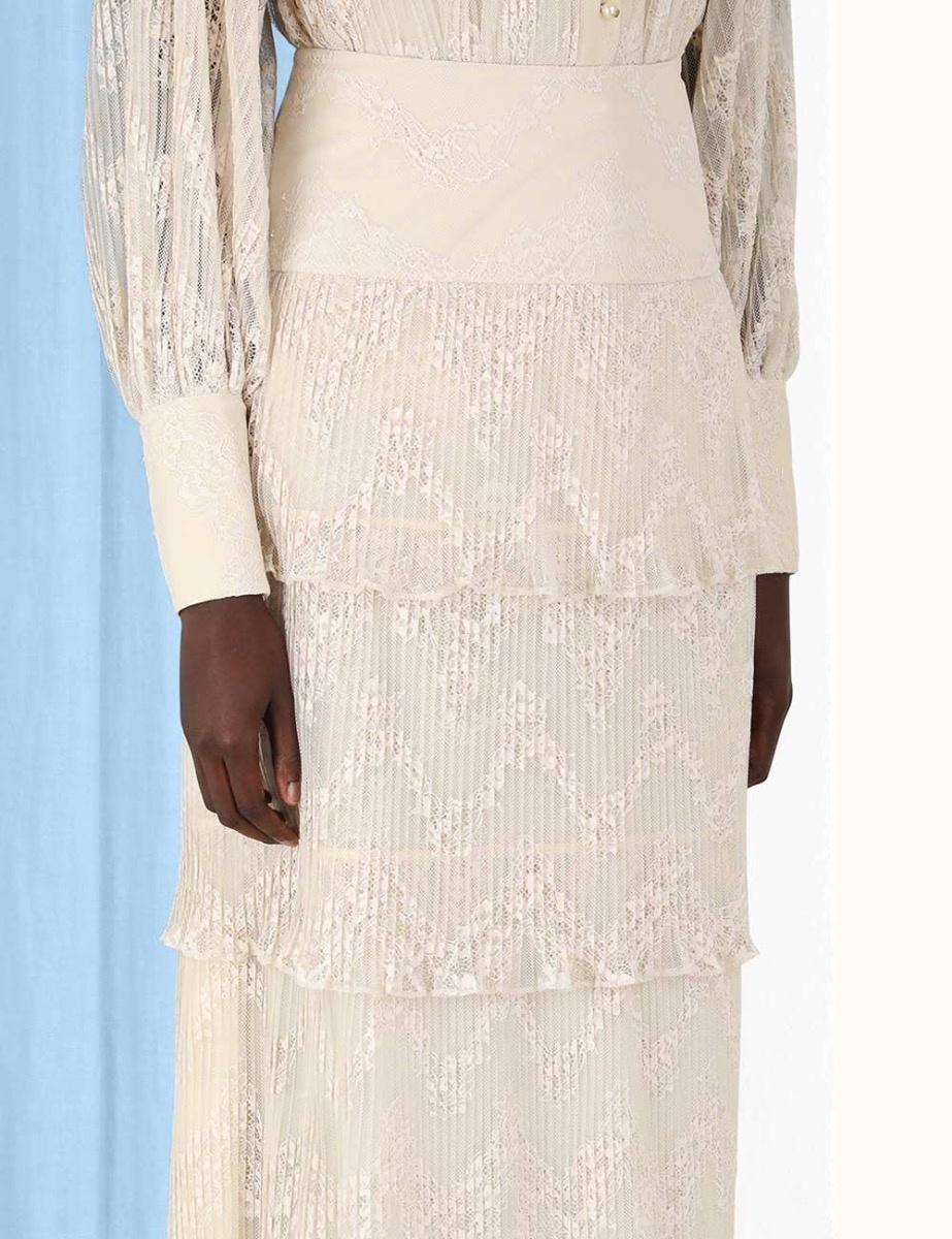 PLEATED LACE SKIRT - 5
