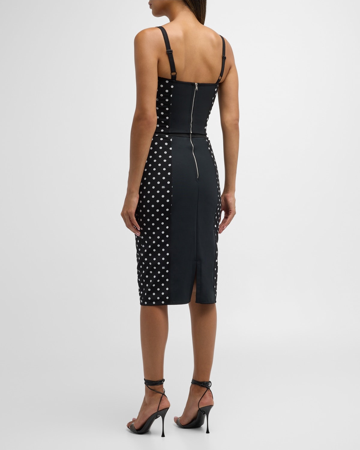 Logo Polka-Dot Print Marquisette Bustier Top - 4