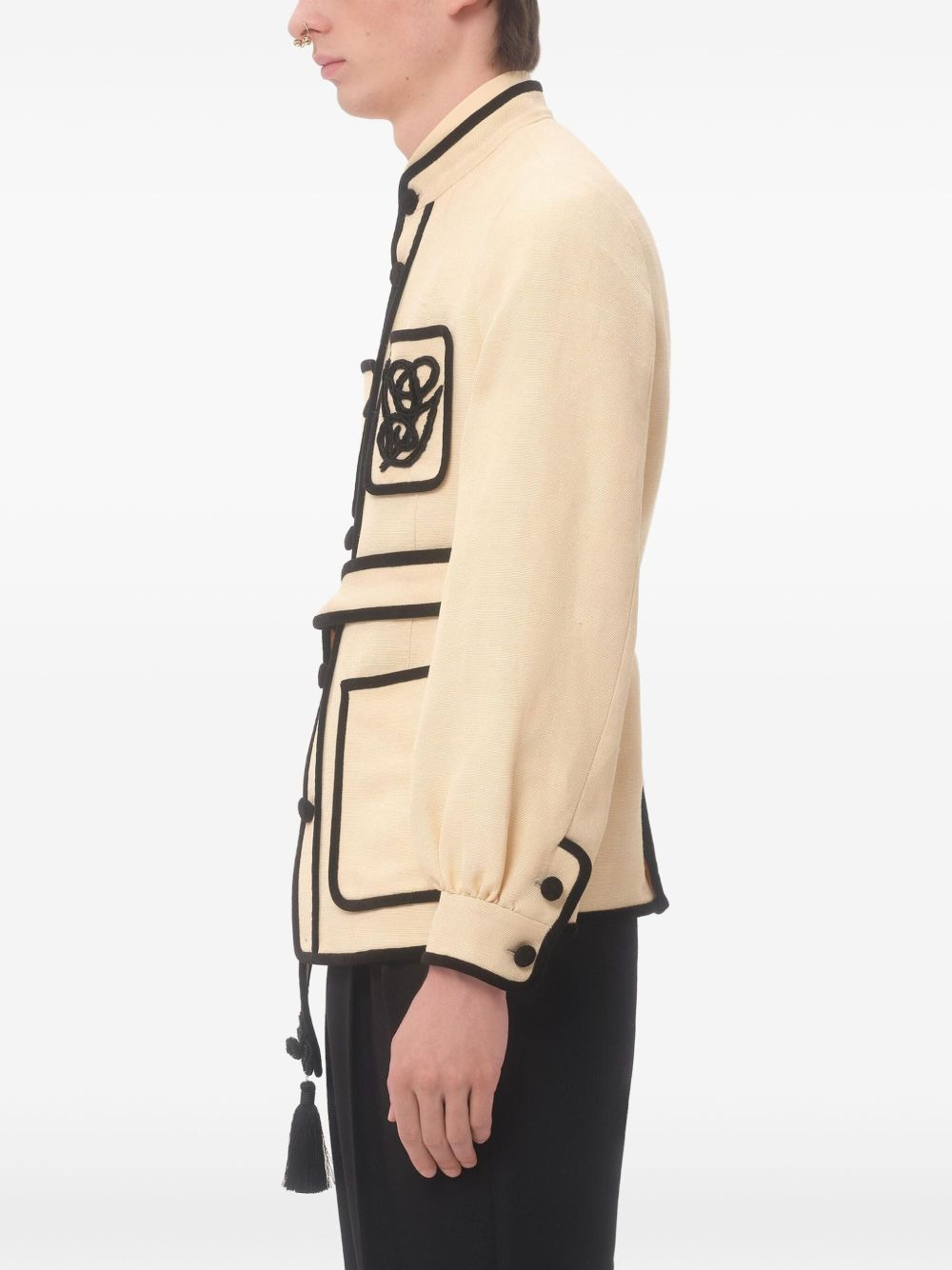 logo-embroidered blazer - 3