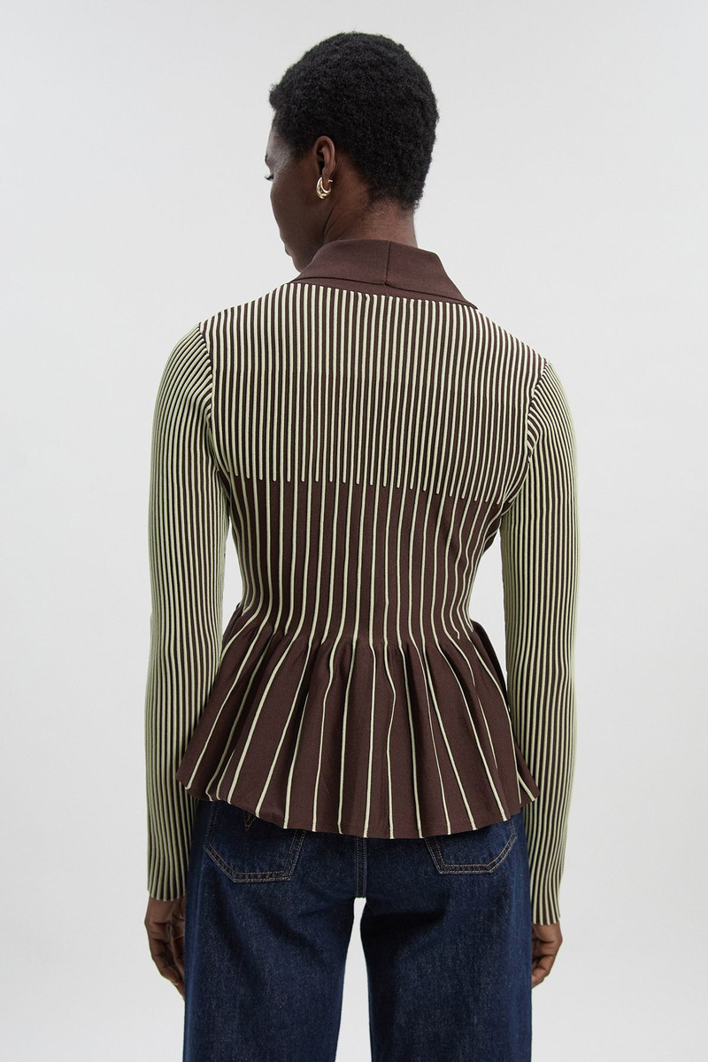 Contrast Stripe Peplum Knitted Jacket 5