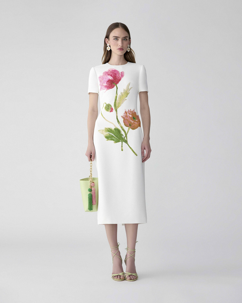 CAROLINA HERRERA Poppy-Print Midi Dress outlook