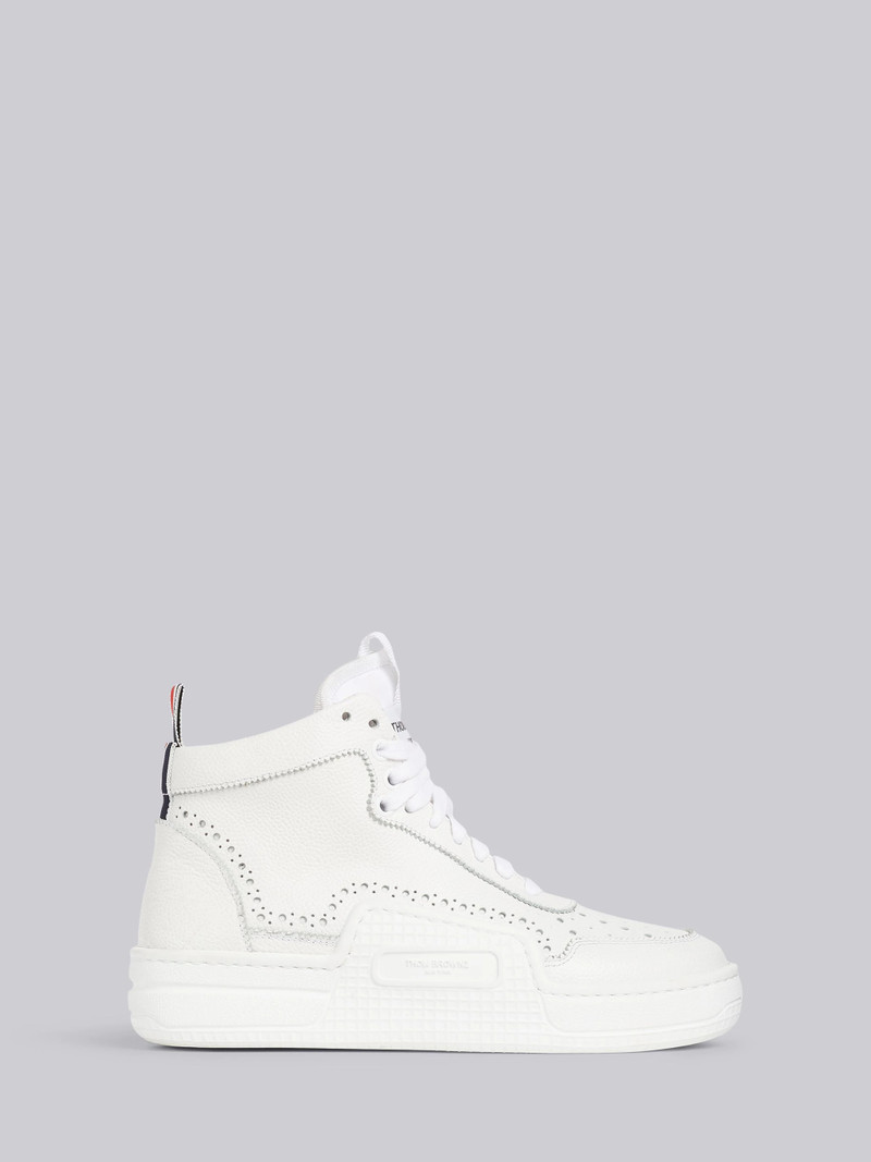 White Pebbled Calfskin Basketball High-top Trainer 1