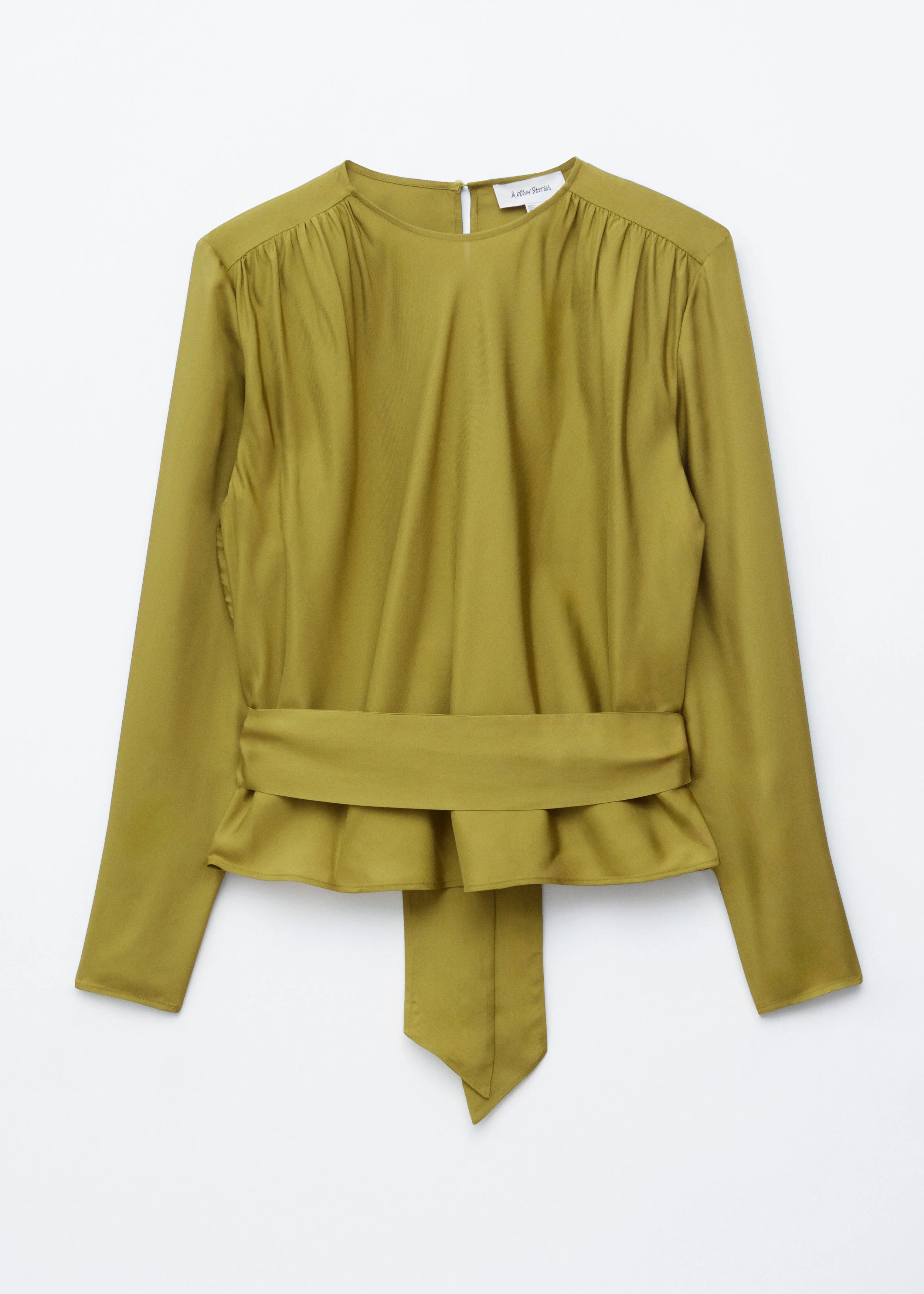 Gathered Tie-Belt Blouse - 1