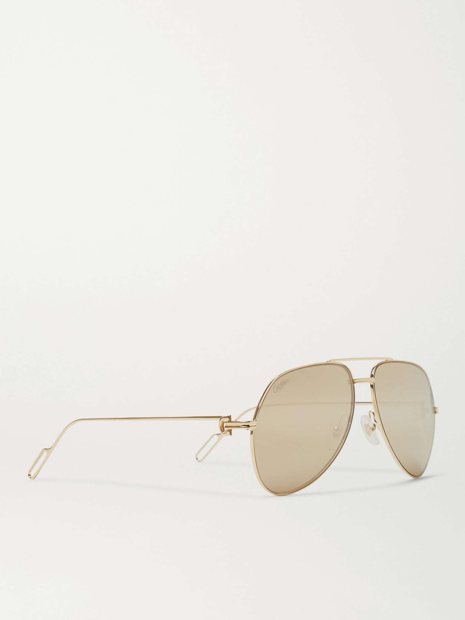 Aviator-Style Gold-Tone Mirrored Sunglasses - 3