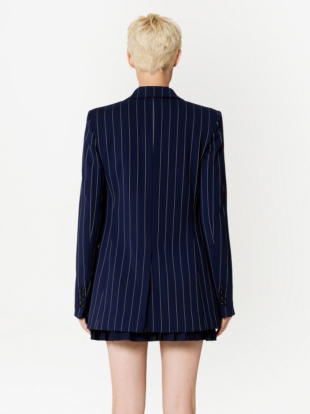 striped single-breasted blazer - 4