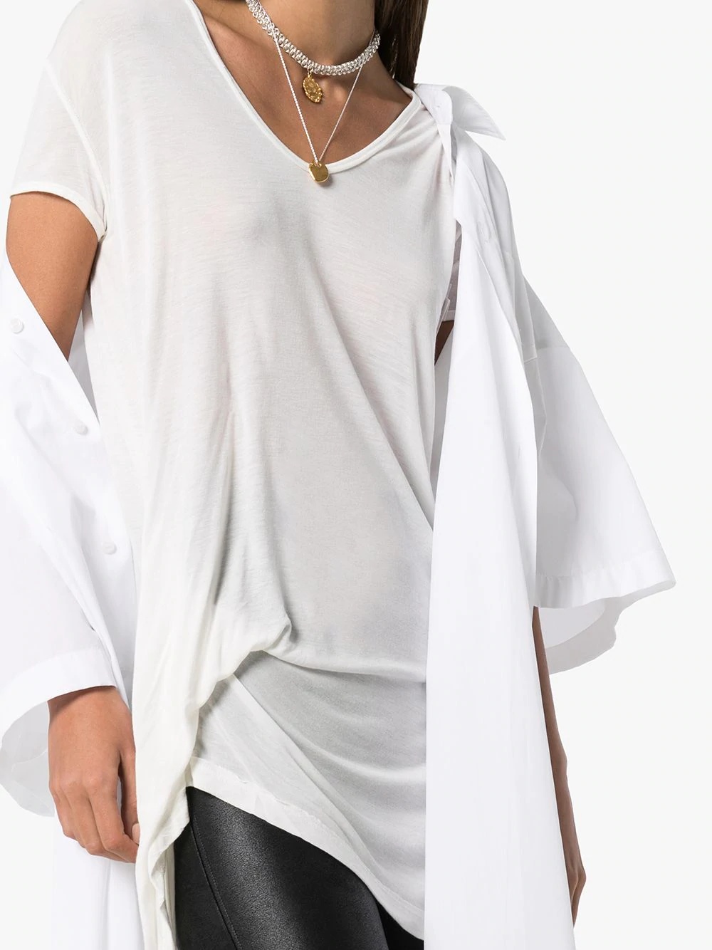 draped T-shirt - 5