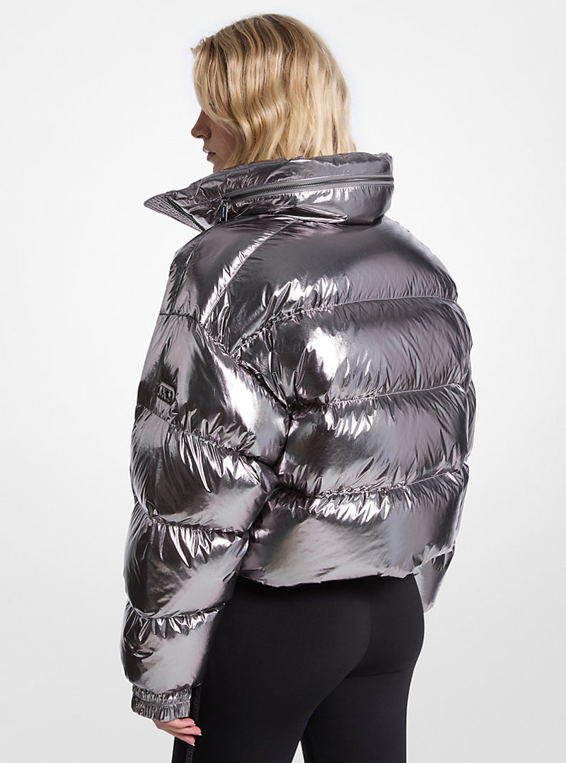 MICHAEL KORS Metallic Nylon Ciré Puffer Jacket outlook
