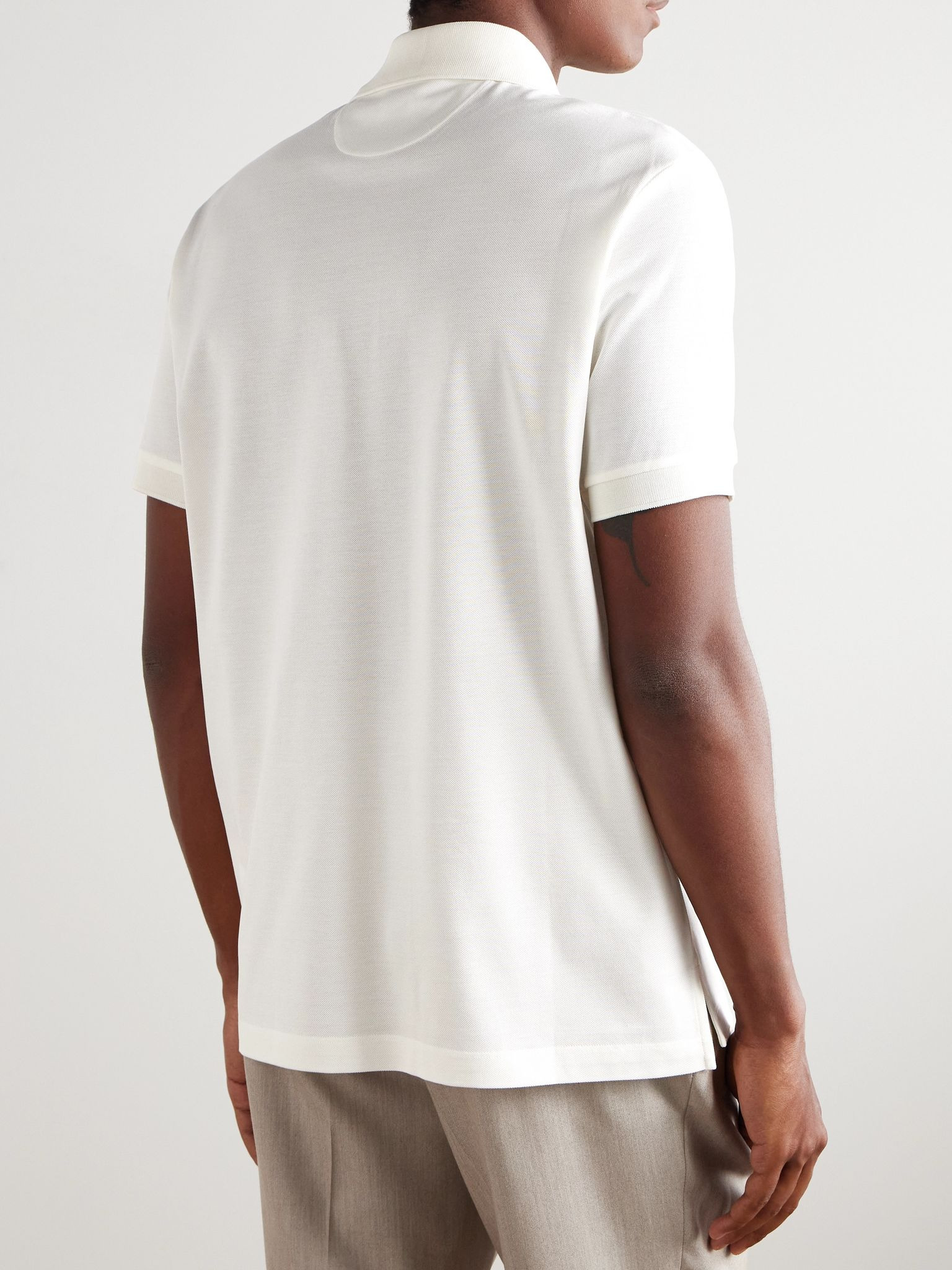 Cotton-Piqué Polo Shirt White - 4