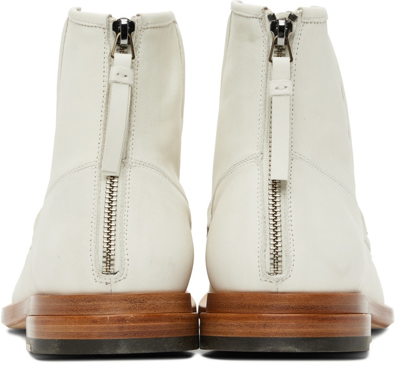 TAAKK SSENSE Exclusive White Carnaby Ice Zip-Up Boots outlook