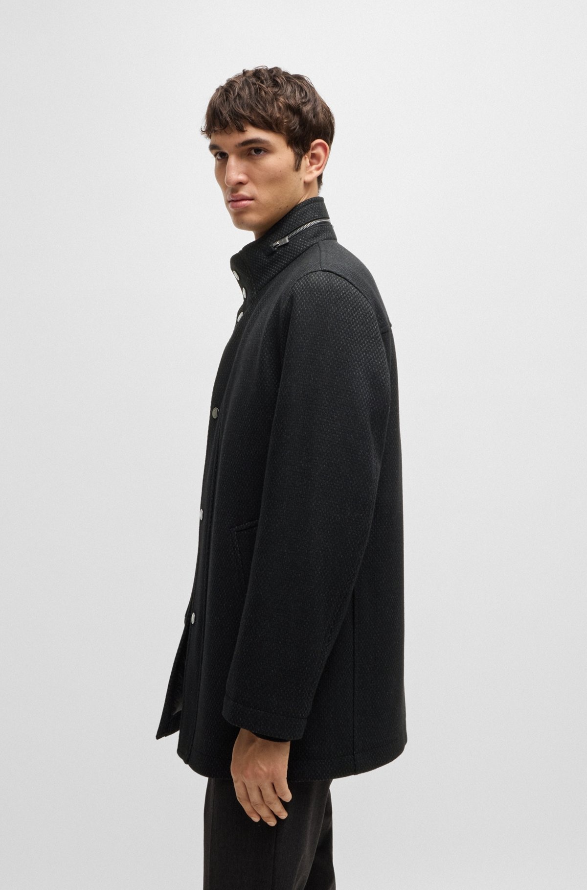 RELAXED-FIT COAT IN MICRO-PATTERNED WOOL - 6