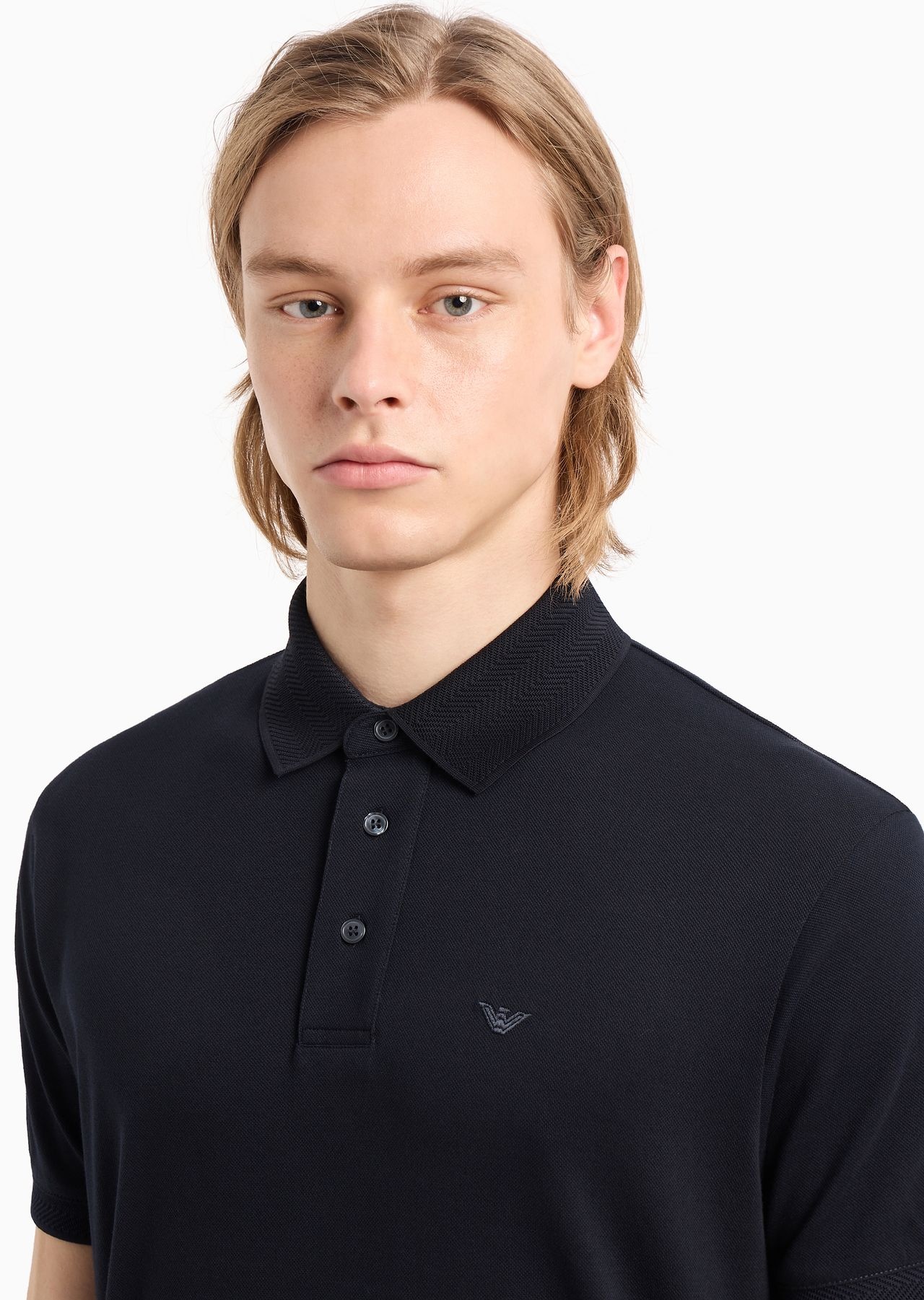 Mercerized piqué polo shirt with chevron trim - 5