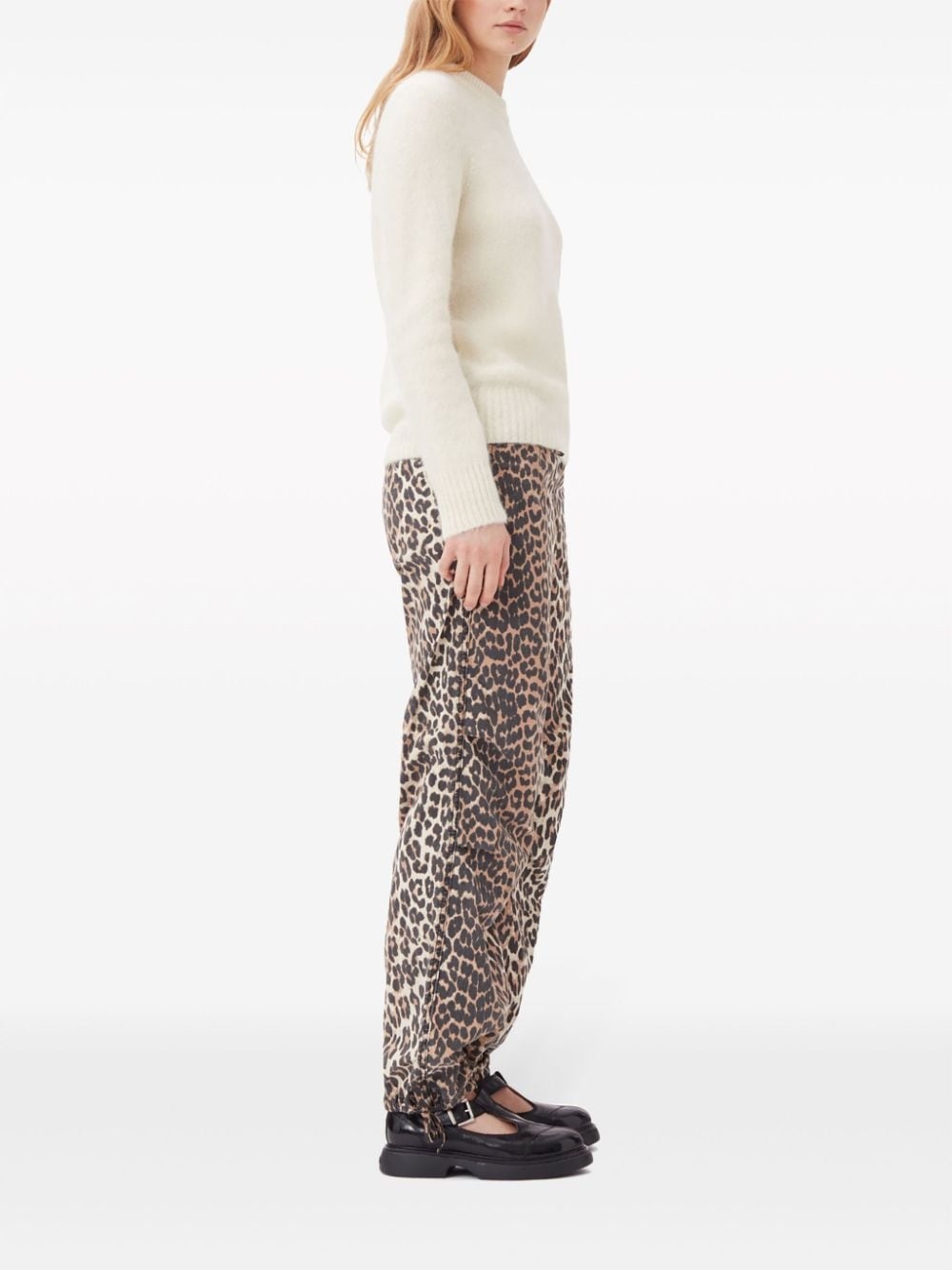 leopard-print drawstring trousers - 3