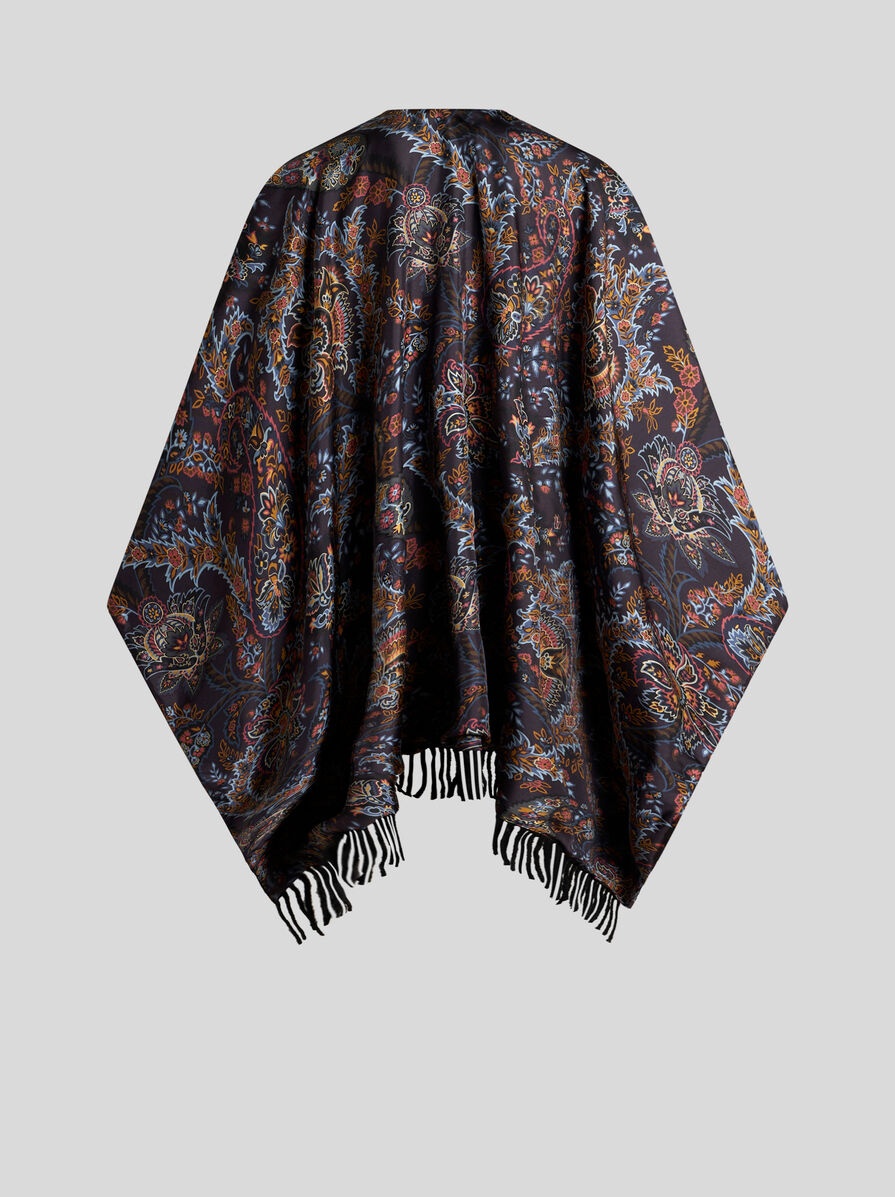 ジャケット ETRO Cotton cape with floral print ETRO floral-pattern Jacquard Cape | Blue | FARFETCH NZ
