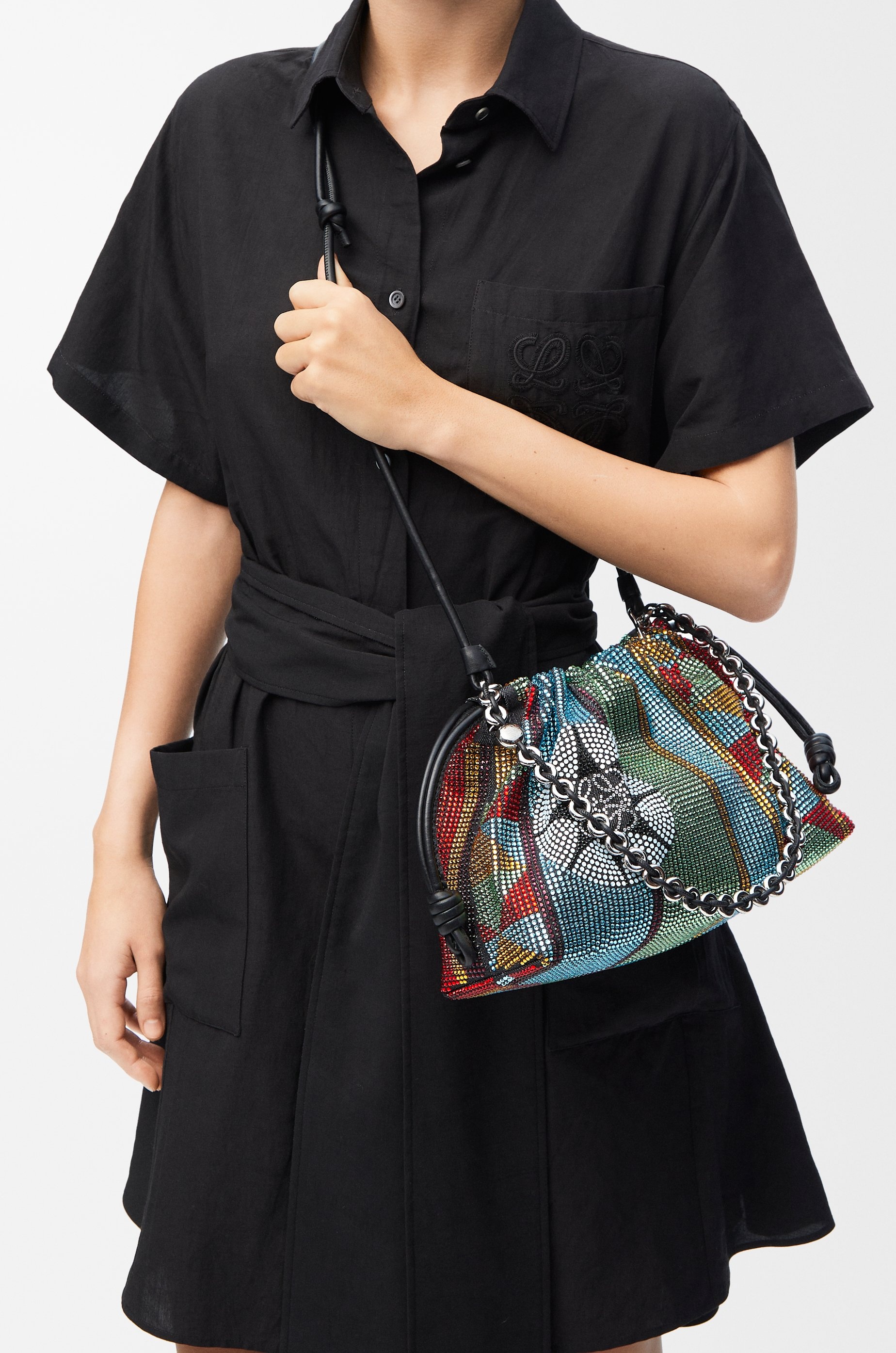 Medium Flamenco purse in embellished denim - 3
