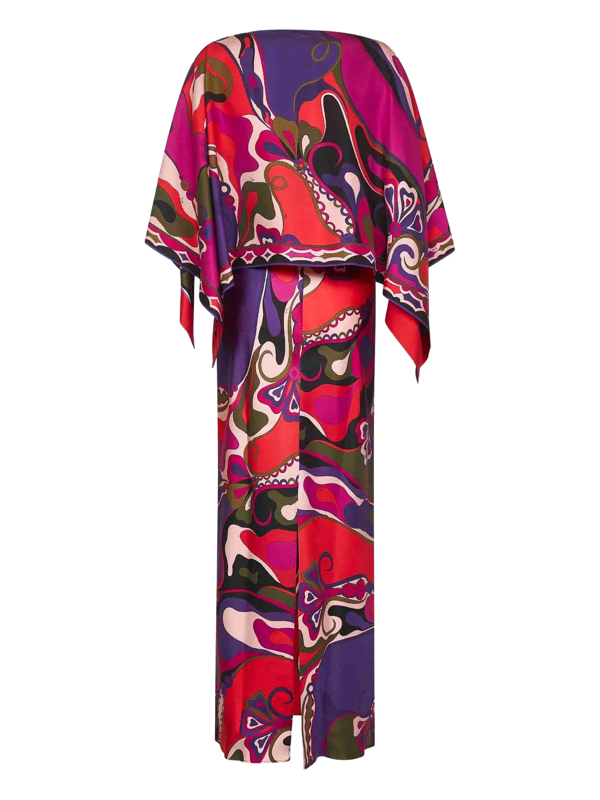 Pucci Orchidee-print Cape-detail Maxi Dress - 2