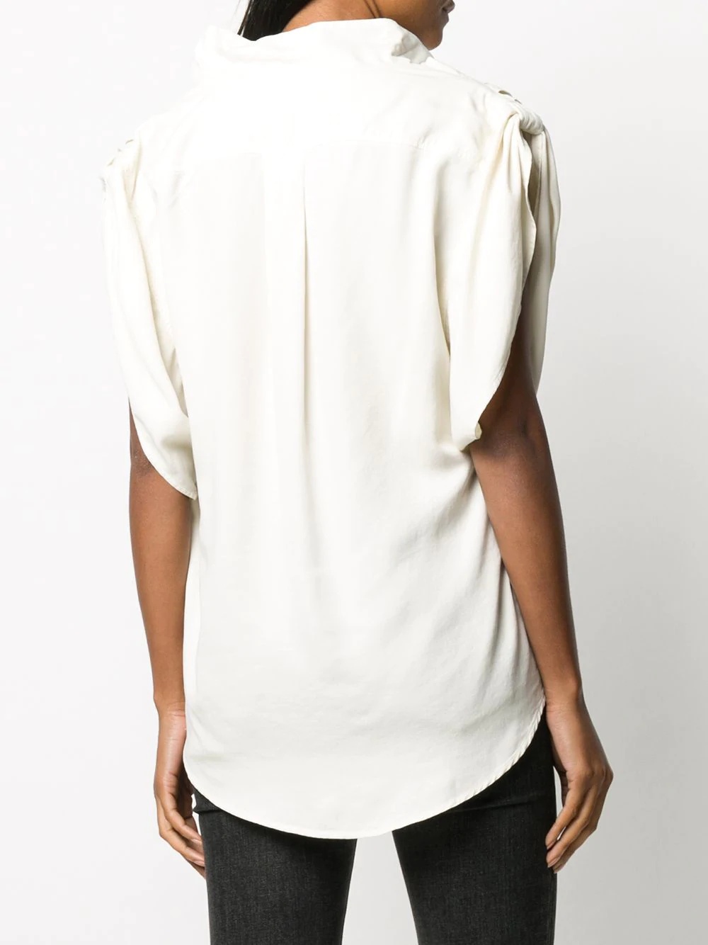 sleeveless funnel-neck blouse - 4