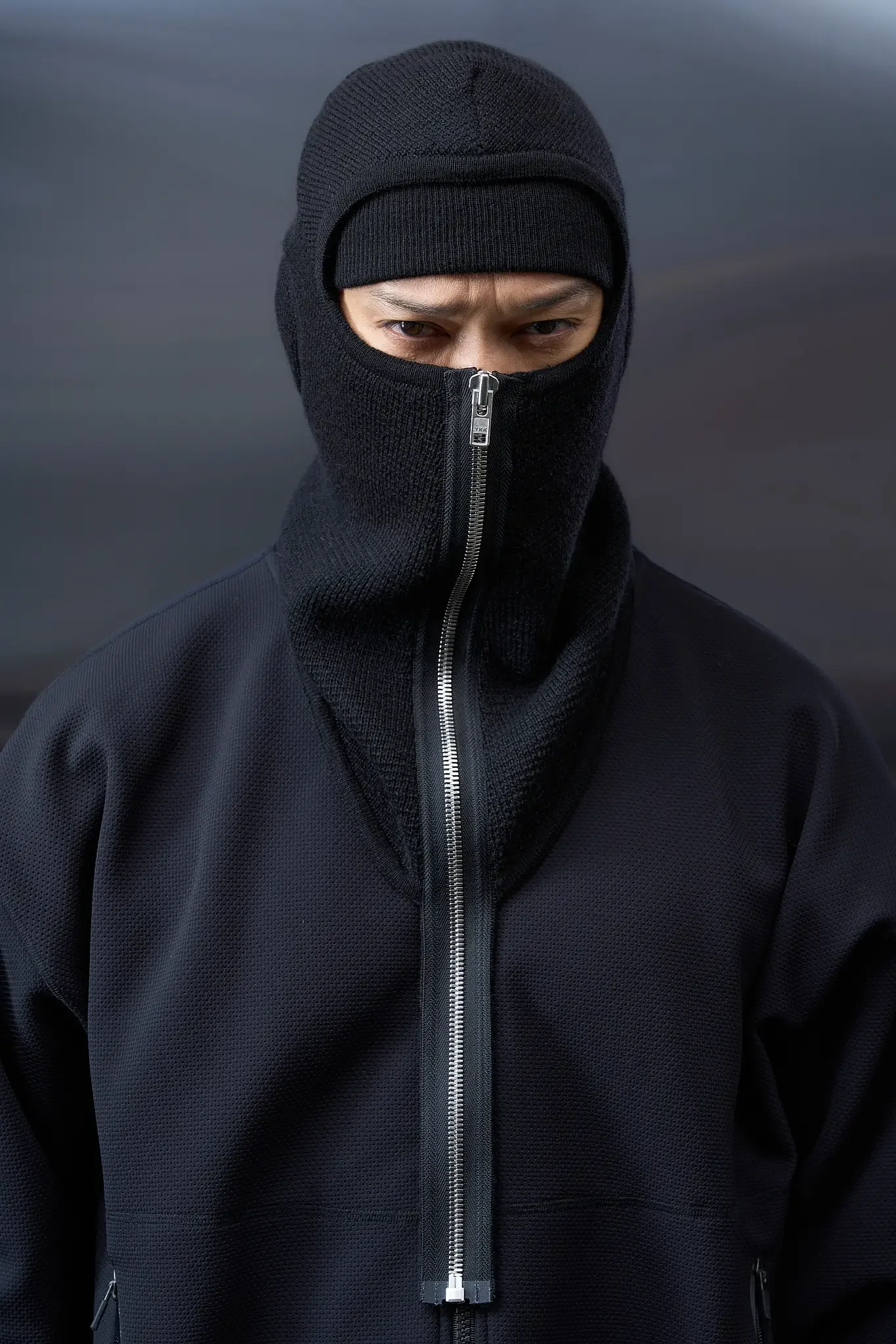 BK2-AK Zippered Baby Llama Balaclava Black - 1