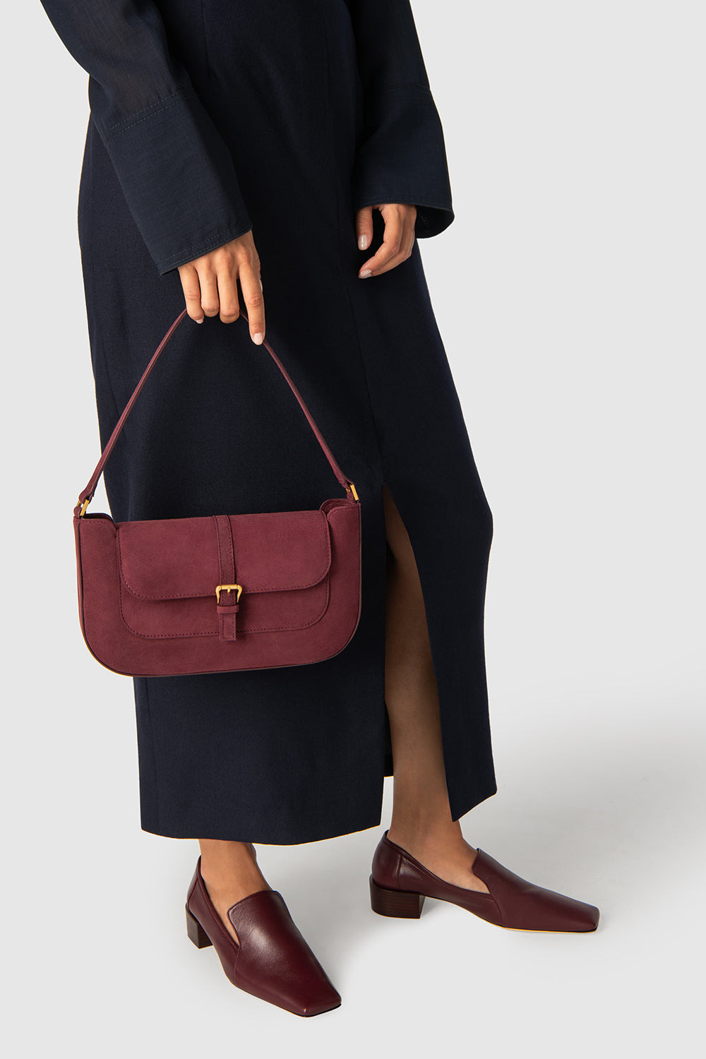 Miranda Sour Cherry Suede Leather Shoulder Bag - 7