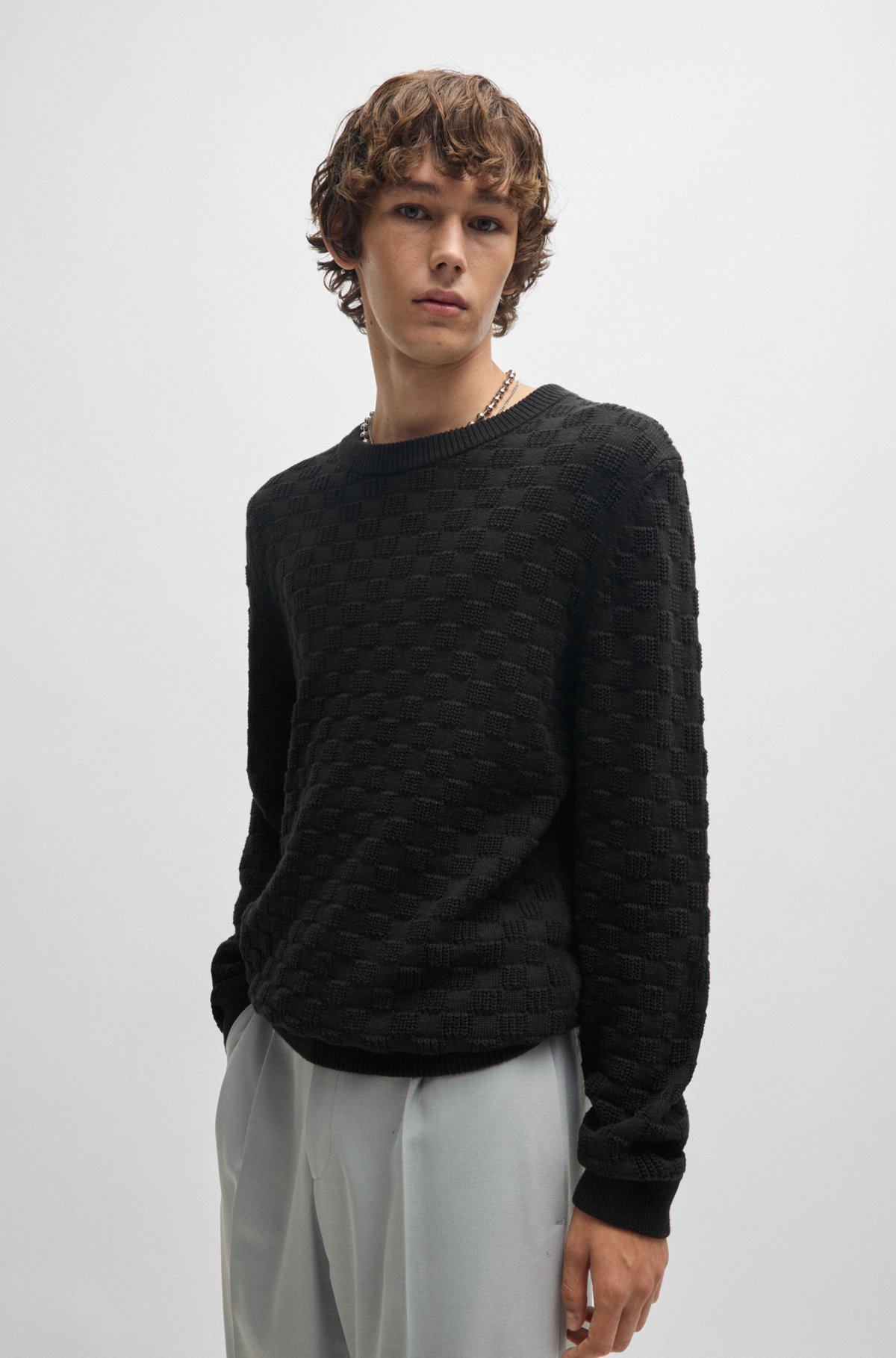 COTTON RELAXED-FIT SWEATER WITH JACQUARD PATTERN - 2