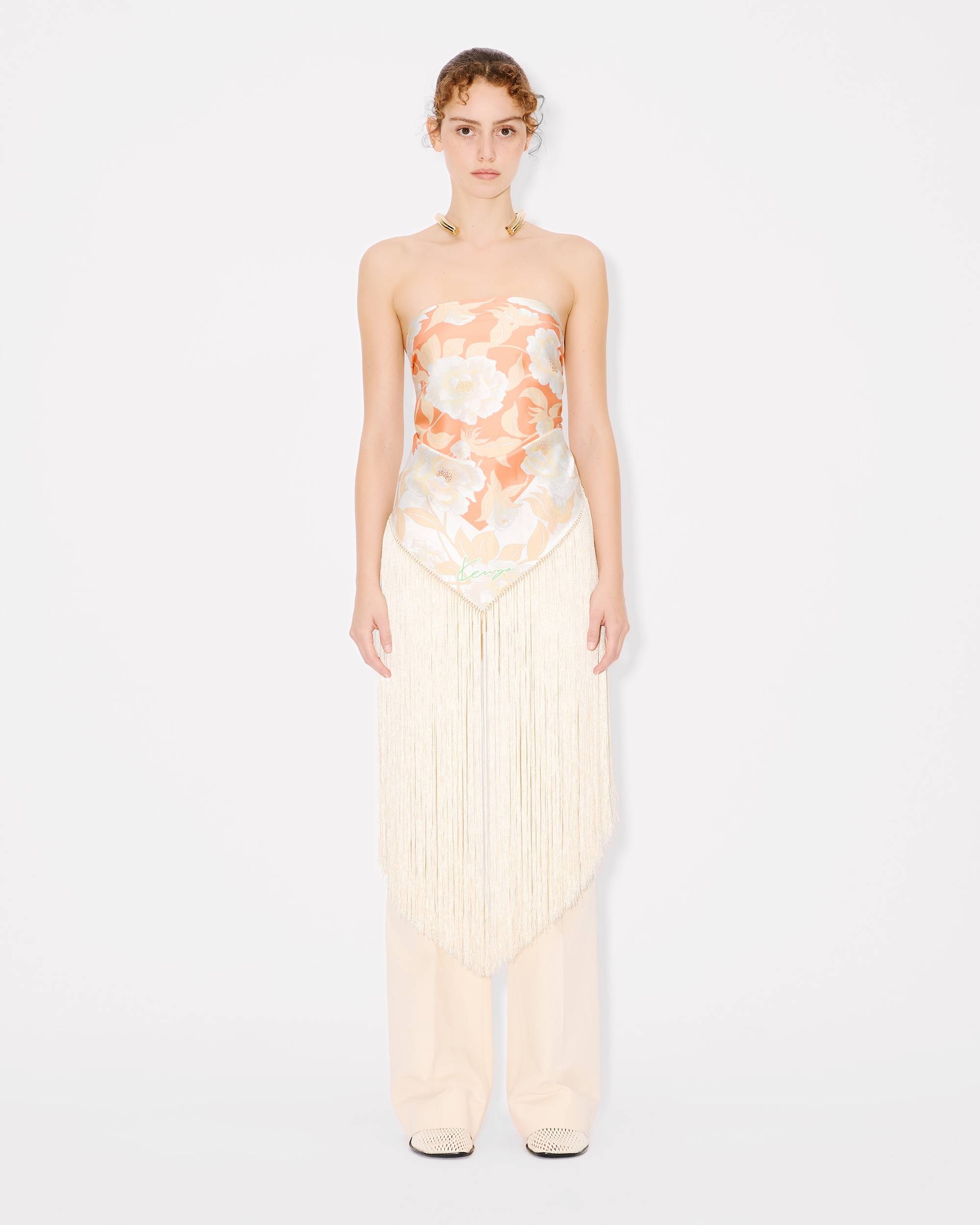 'KENZO Peonies' large tassel triangle in silk - 3