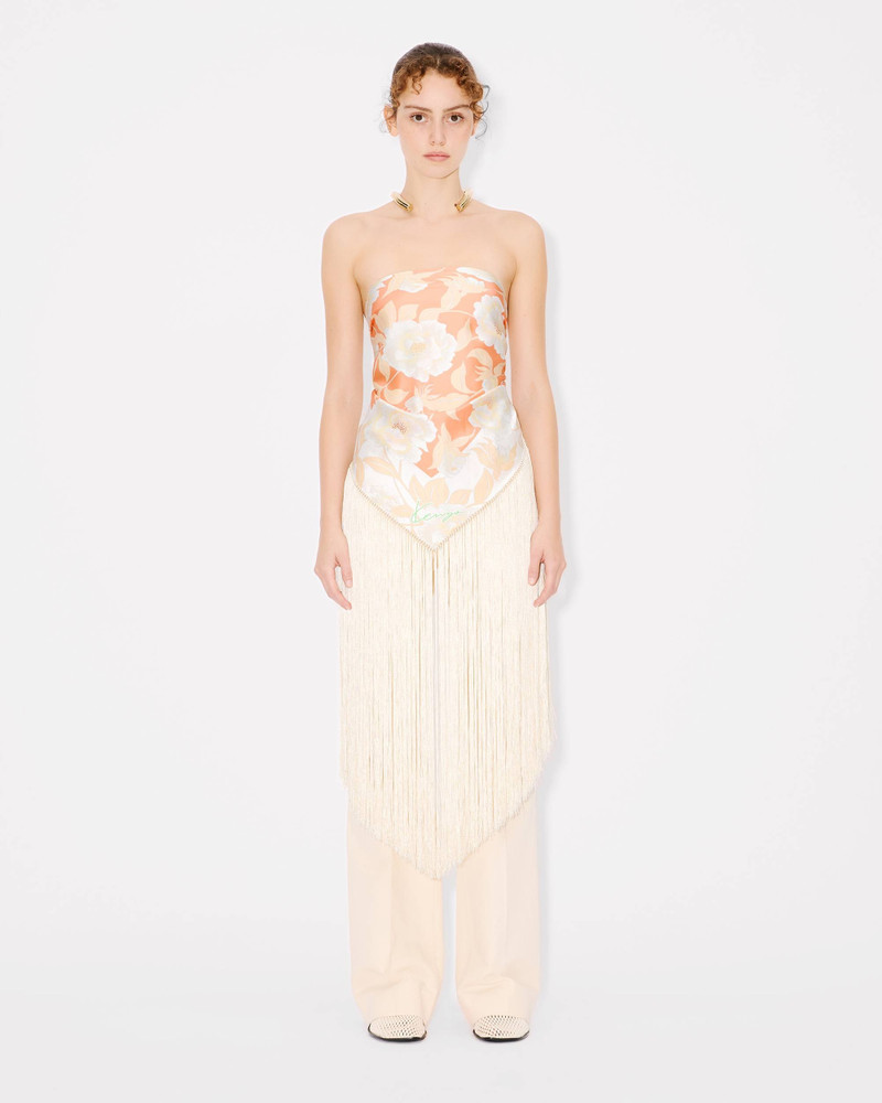 'KENZO Peonies' large tassel triangle in silk 3