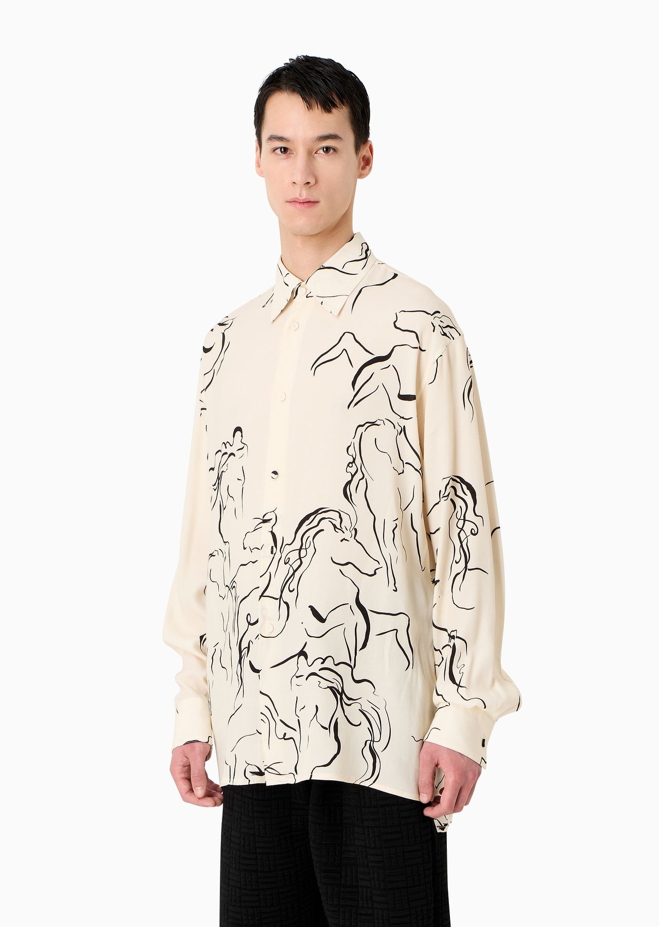 Viscose Moroccan crêpe shirt with all-over horse print - 2