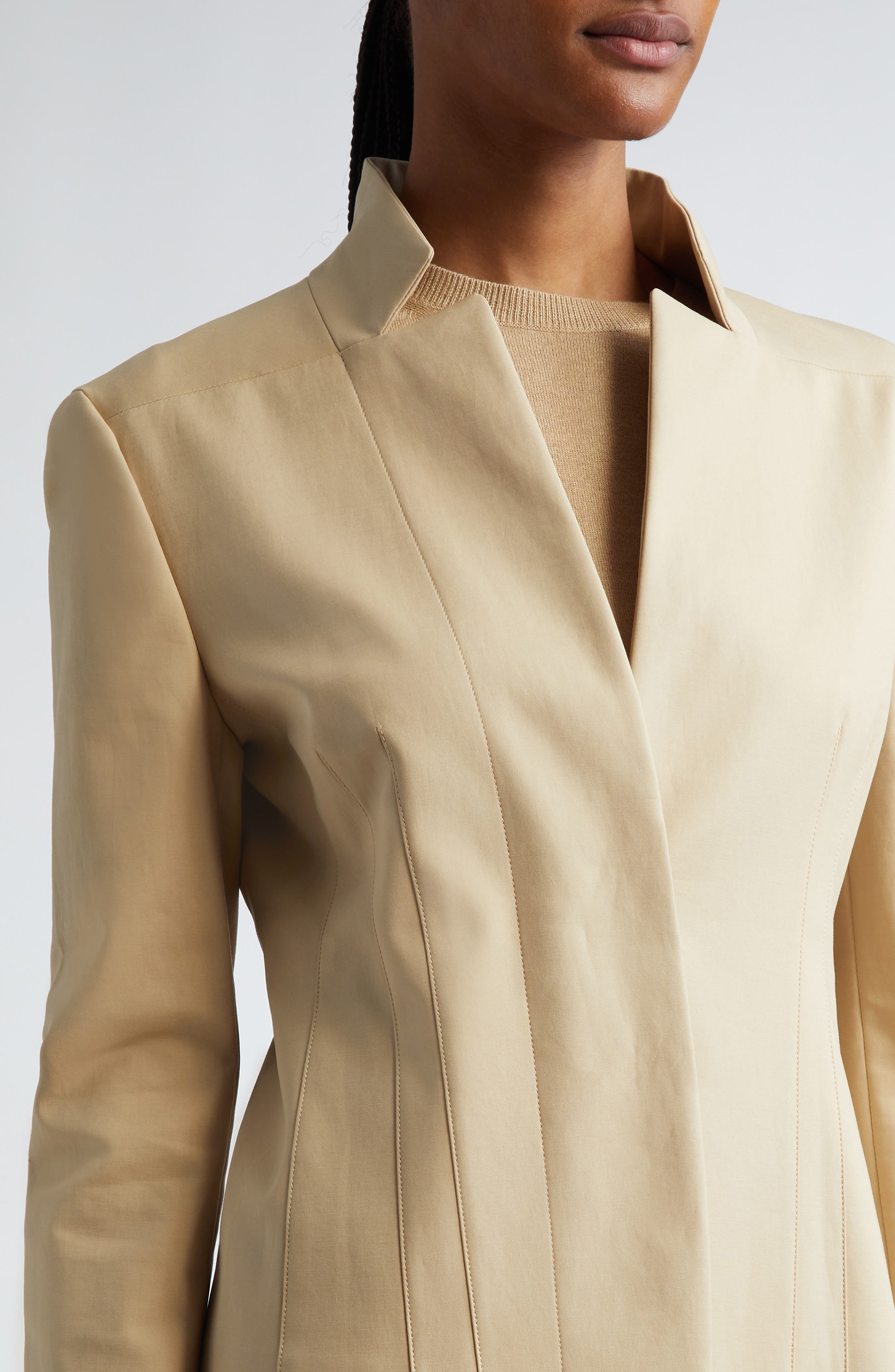 Max Mara Olindo Tailored Stretch Jacket in Ecru at Nordstrom - 5
