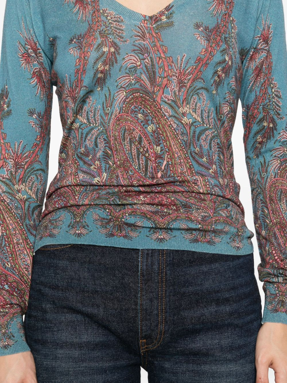 paisley-print V-neck top - 5