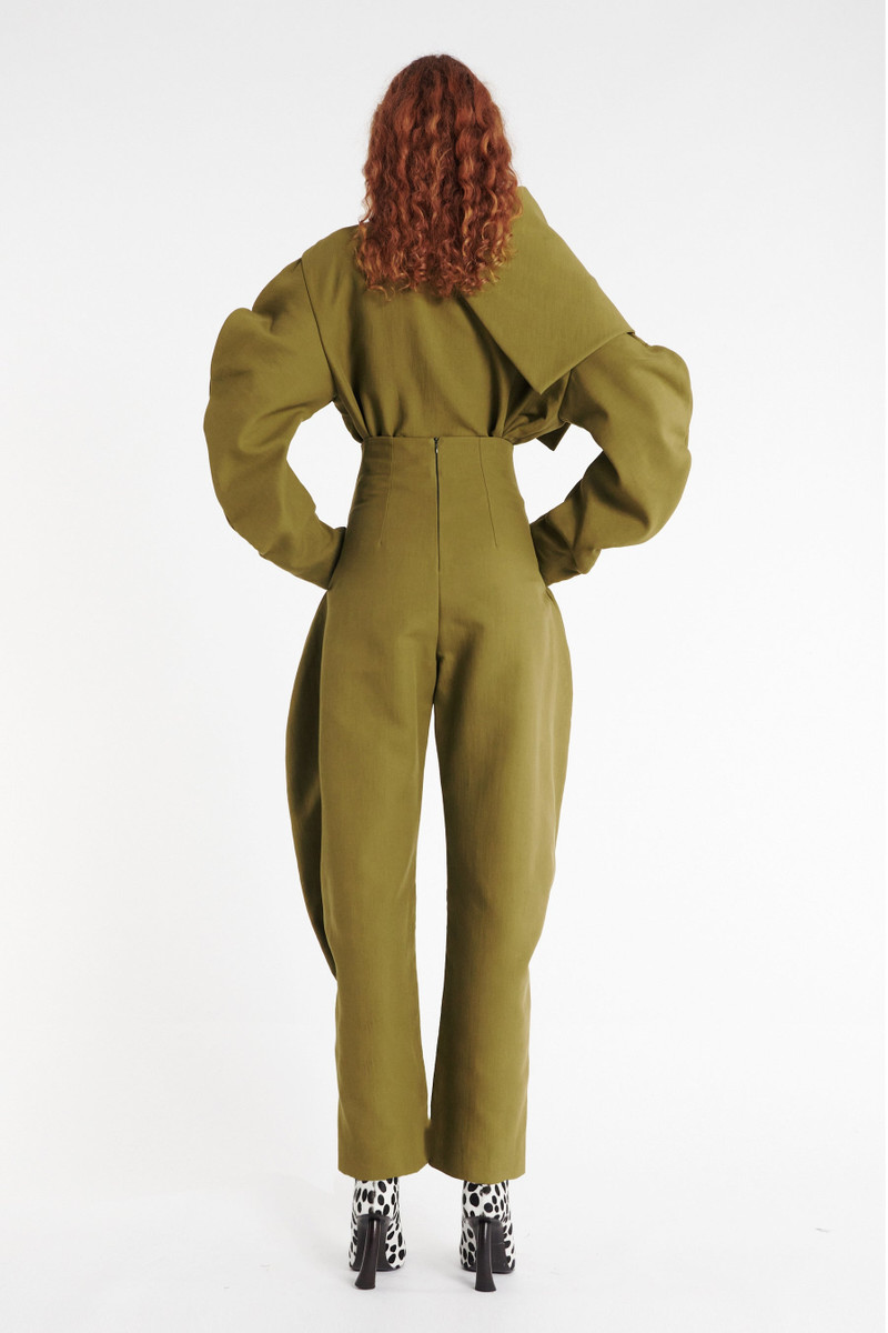 HIGH RISE ROUNDED PANT KHAKI GREEN 3