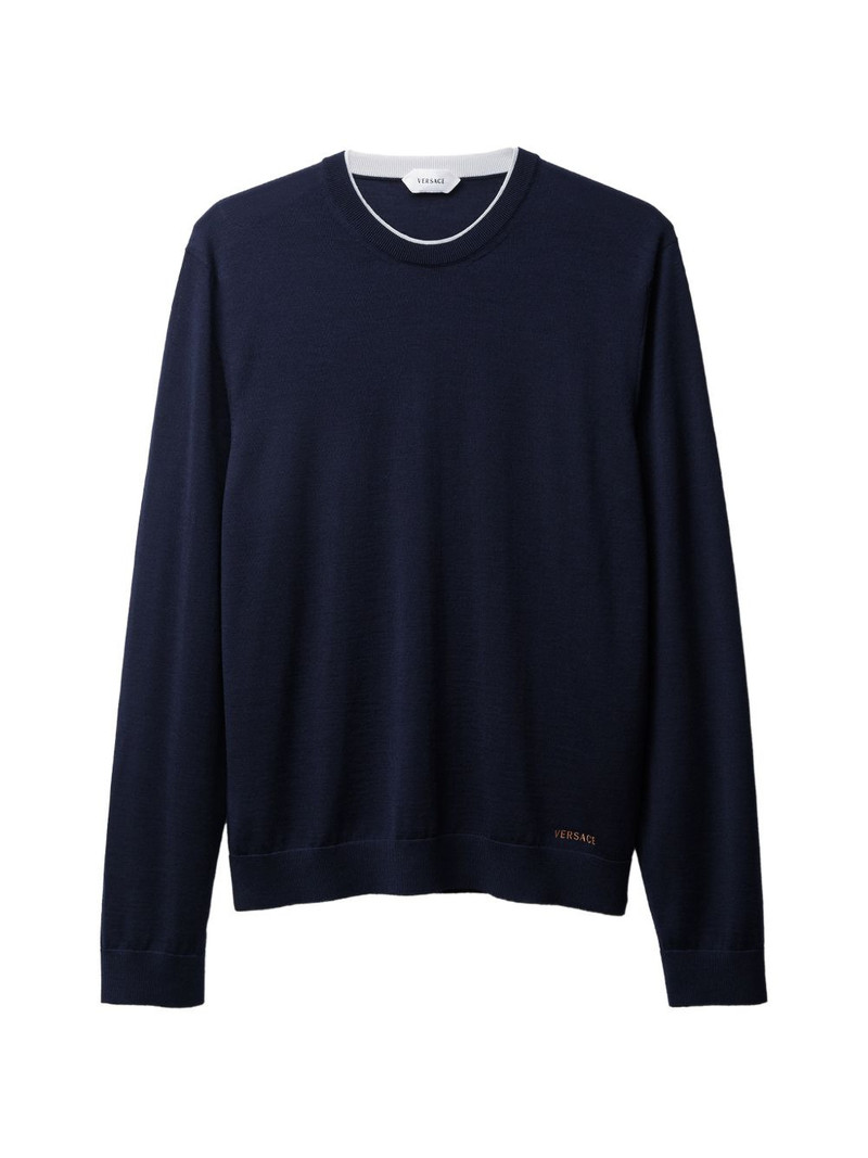 embroidered wool knit crew-neck sweater 1