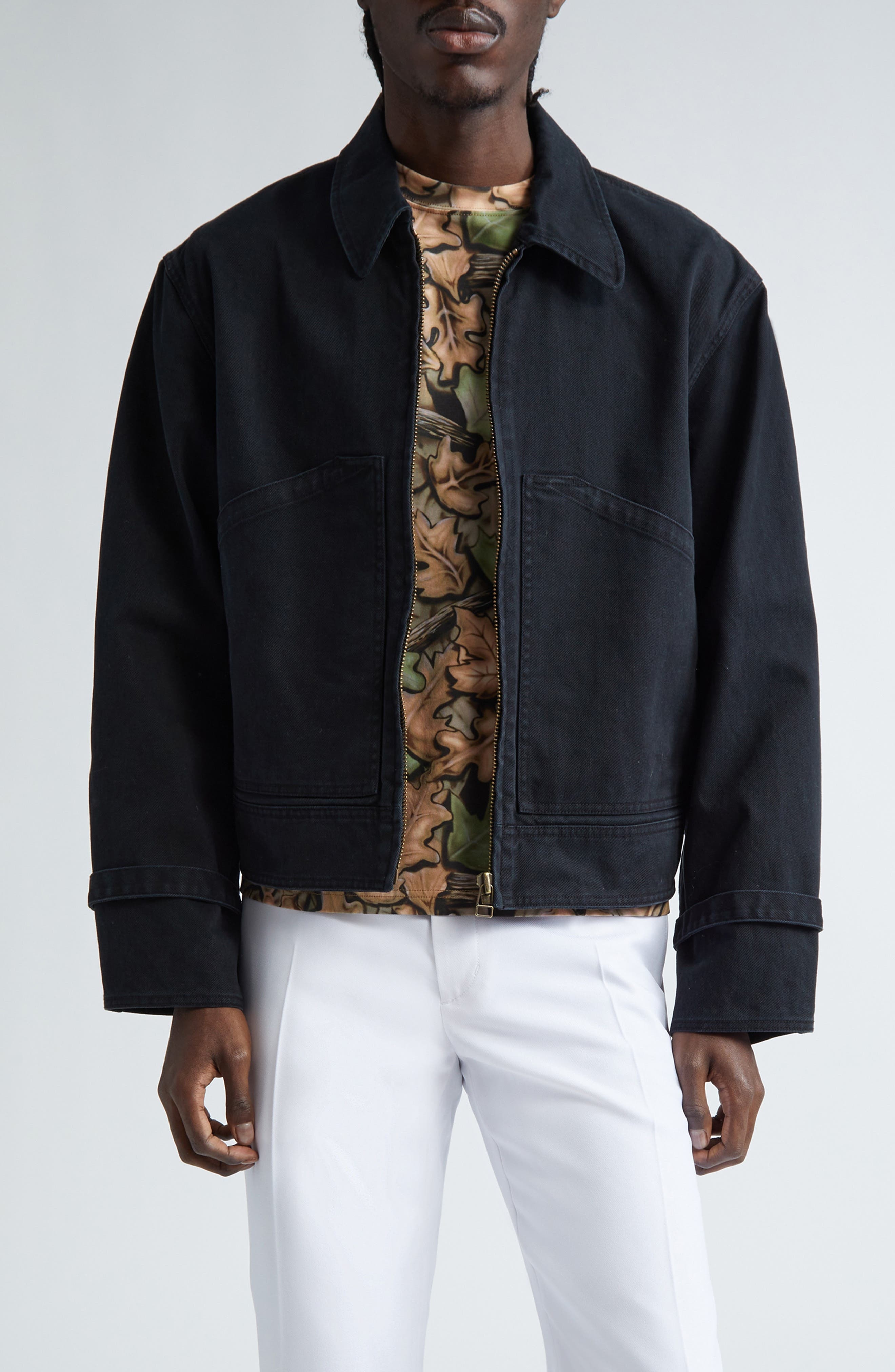 STOCKHOLM SURFBOARD CLUB Cotton Twill Work Jacket in Black at Nordstrom - 1