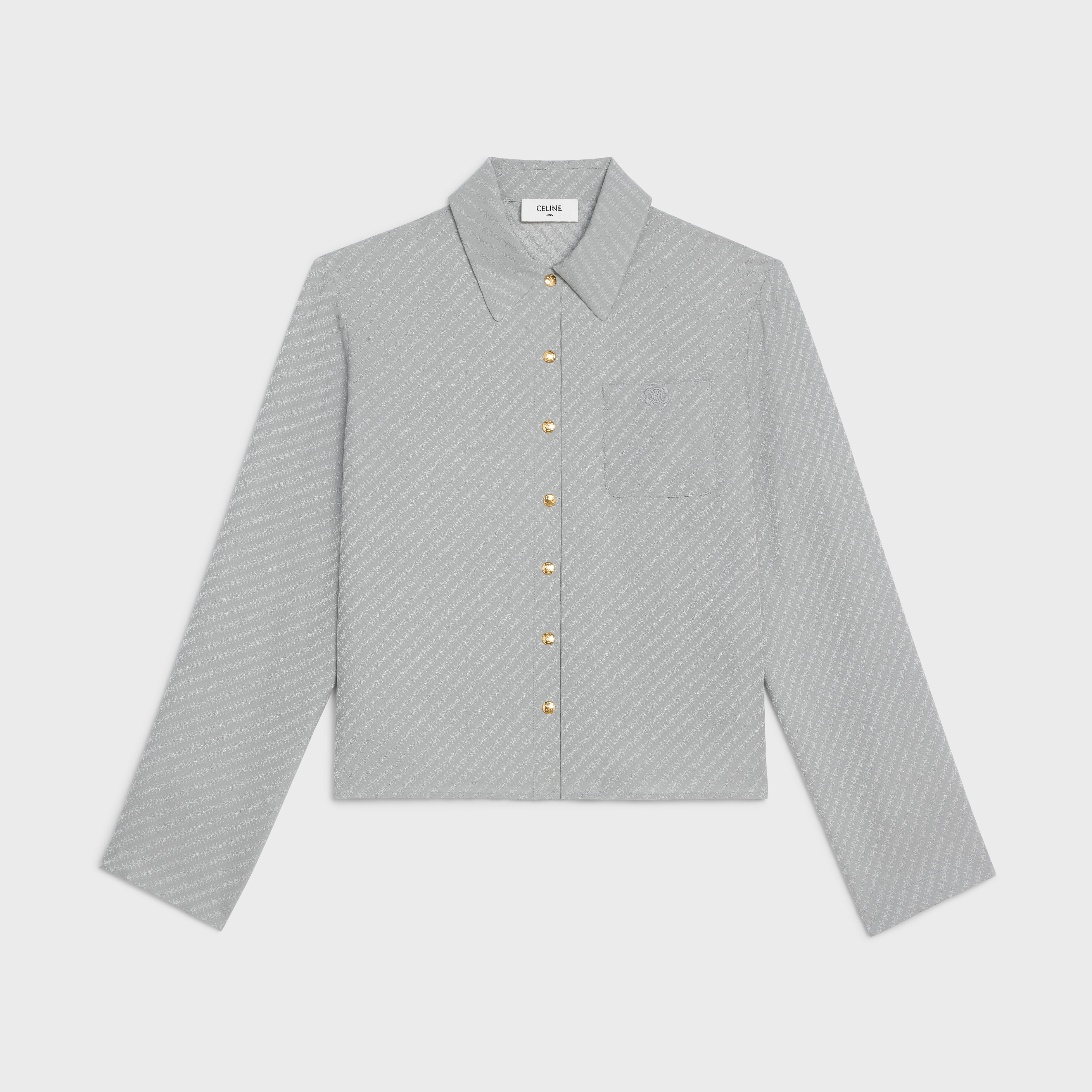 SHIRT COLLAR BLOUSE IN SHINY MATTE SILK - 1