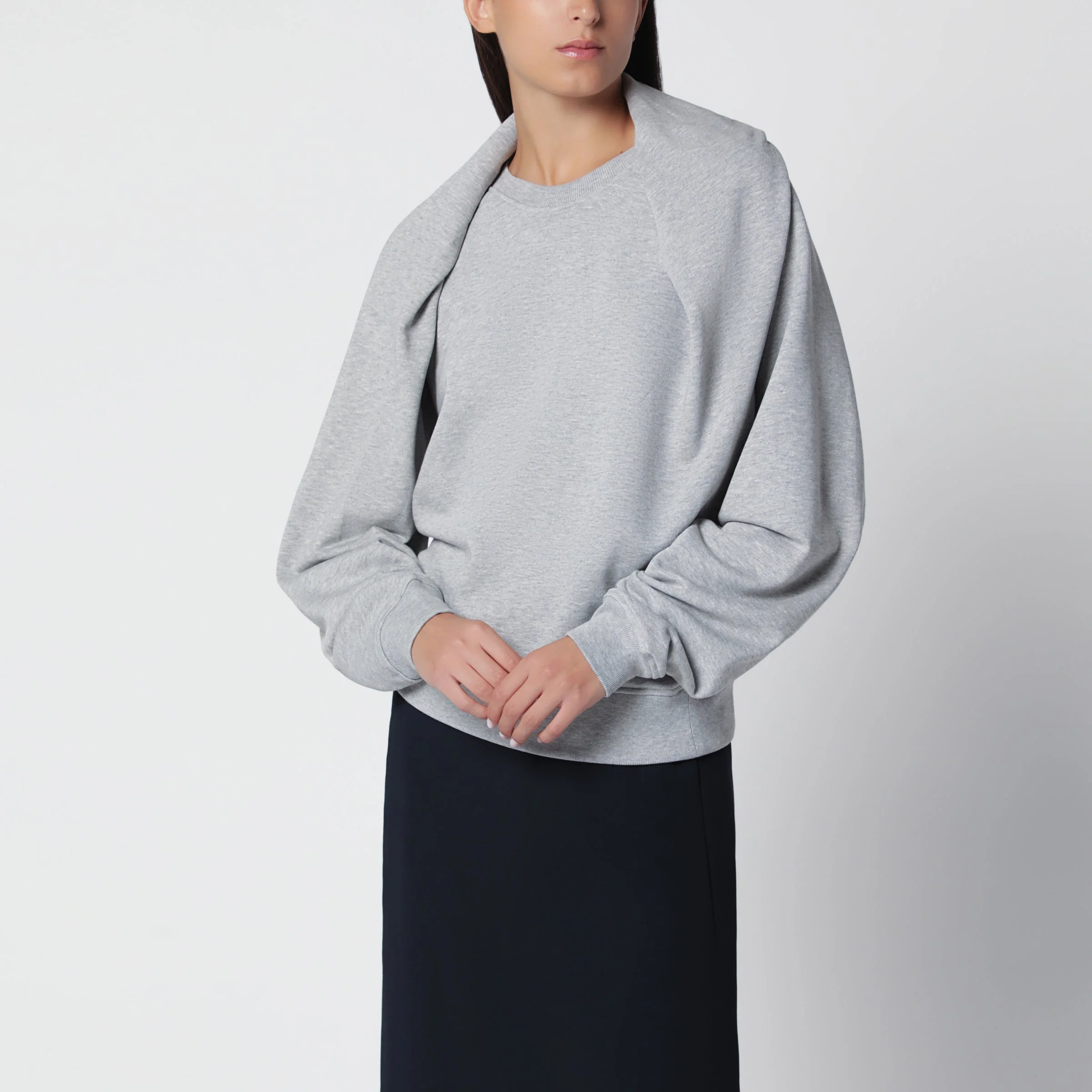 Mélange grey cotton sweatshirt - 1