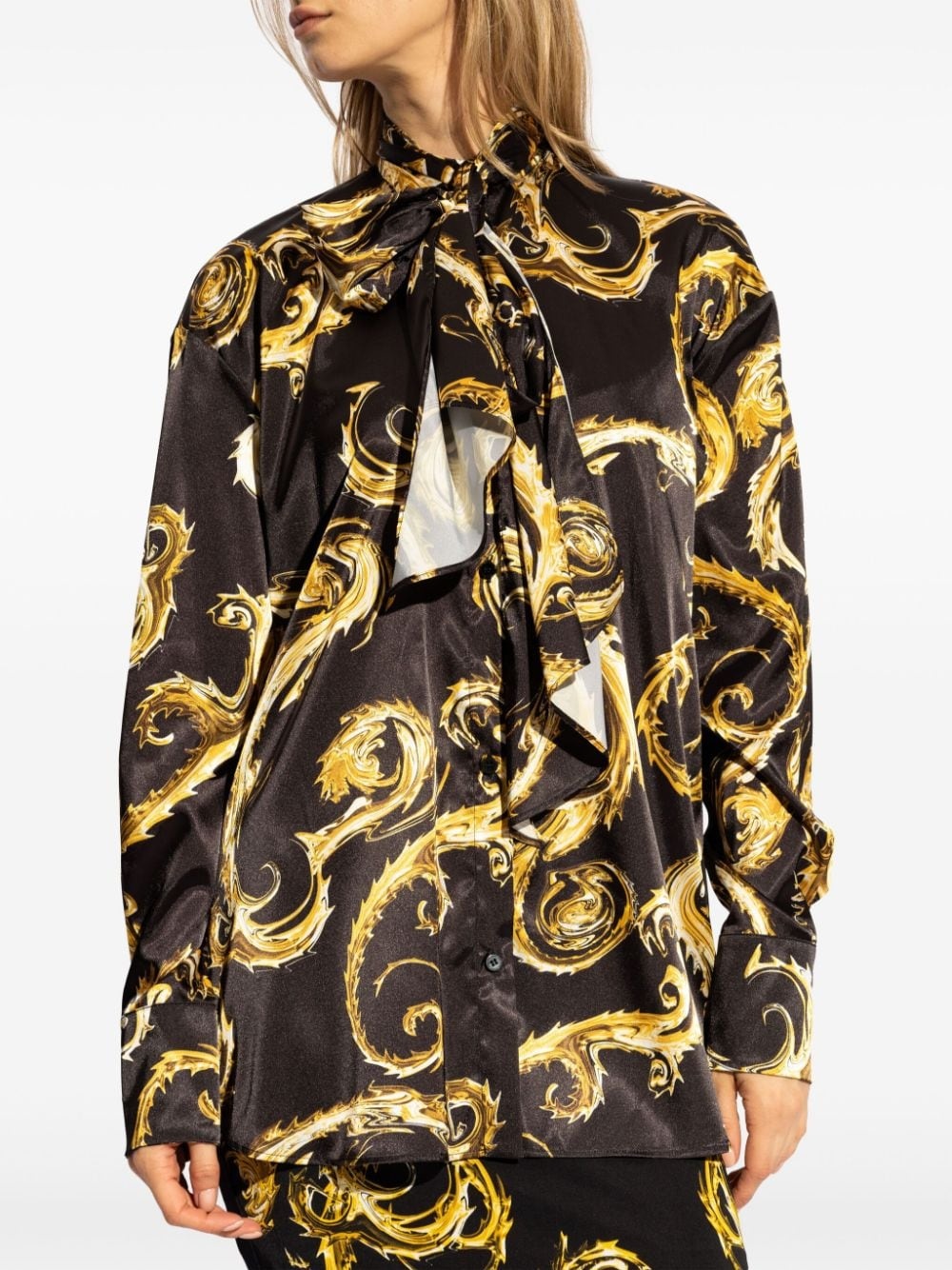 tied spike-print shirt - 3
