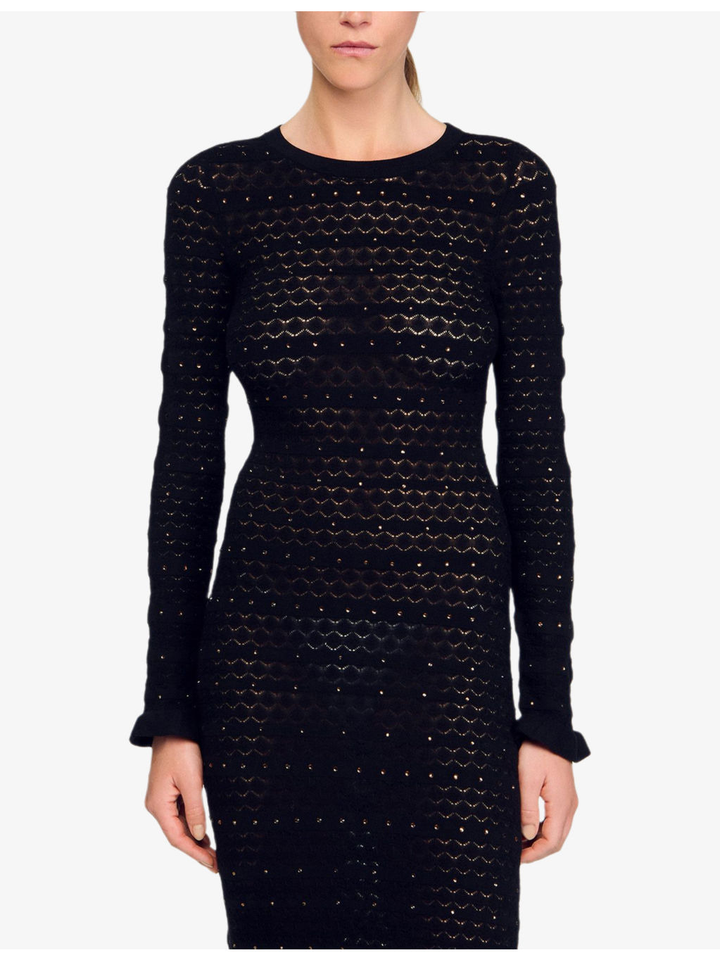 Rhinestone-Embellished Knitted Wool-Blend Maxi Dress - 3