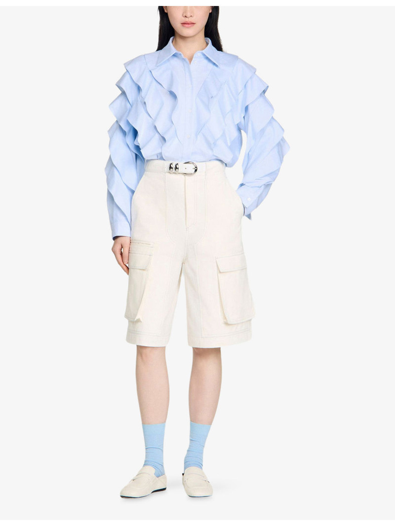 Sandro Ruffled Long-Sleeved Cotton Shirt outlook