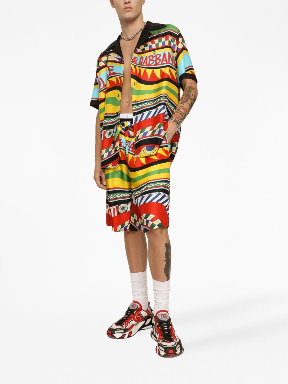Carreto-print silk bermuda shorts - 2