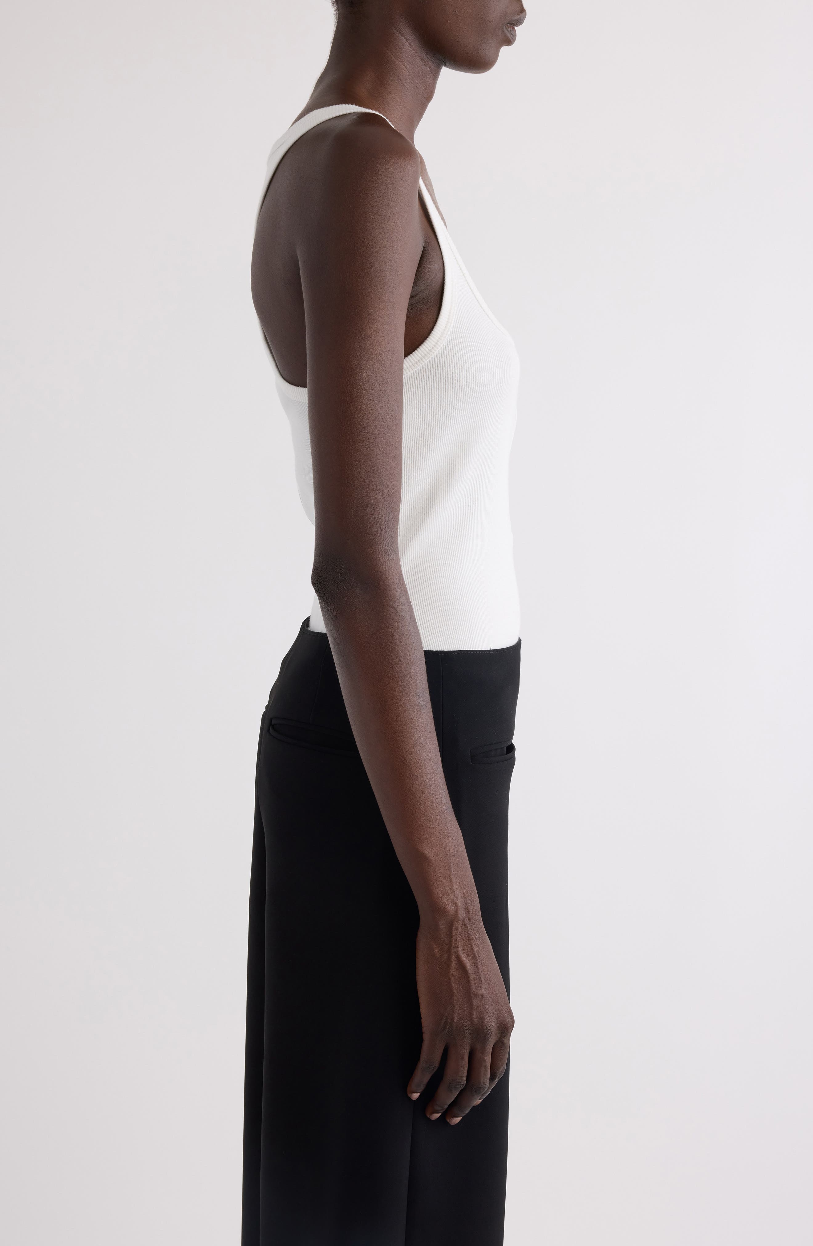 Courrèges Oblique Snaps '90s Rib Tank in Heritage White at Nordstrom - 4