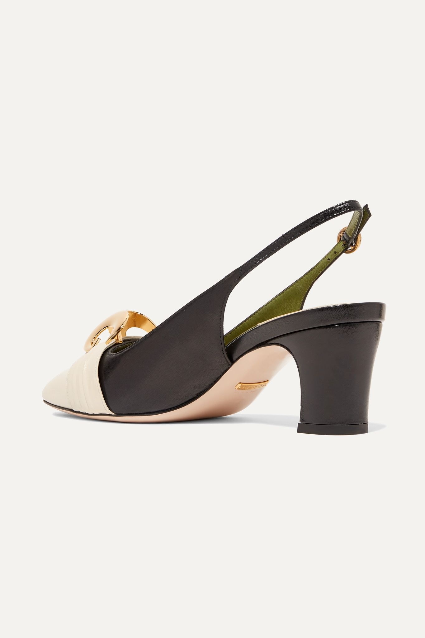 Usagi logo-embellished two-tone leather slingback pumps - 4