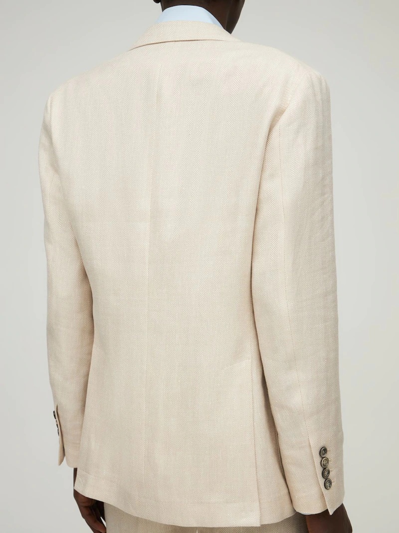 DOUBLE BREAST LINEN BLEND SUIT - 3