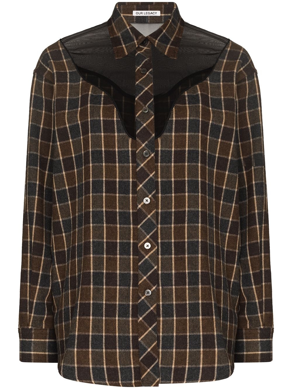 Lend sheer-panel checked shirt - 1