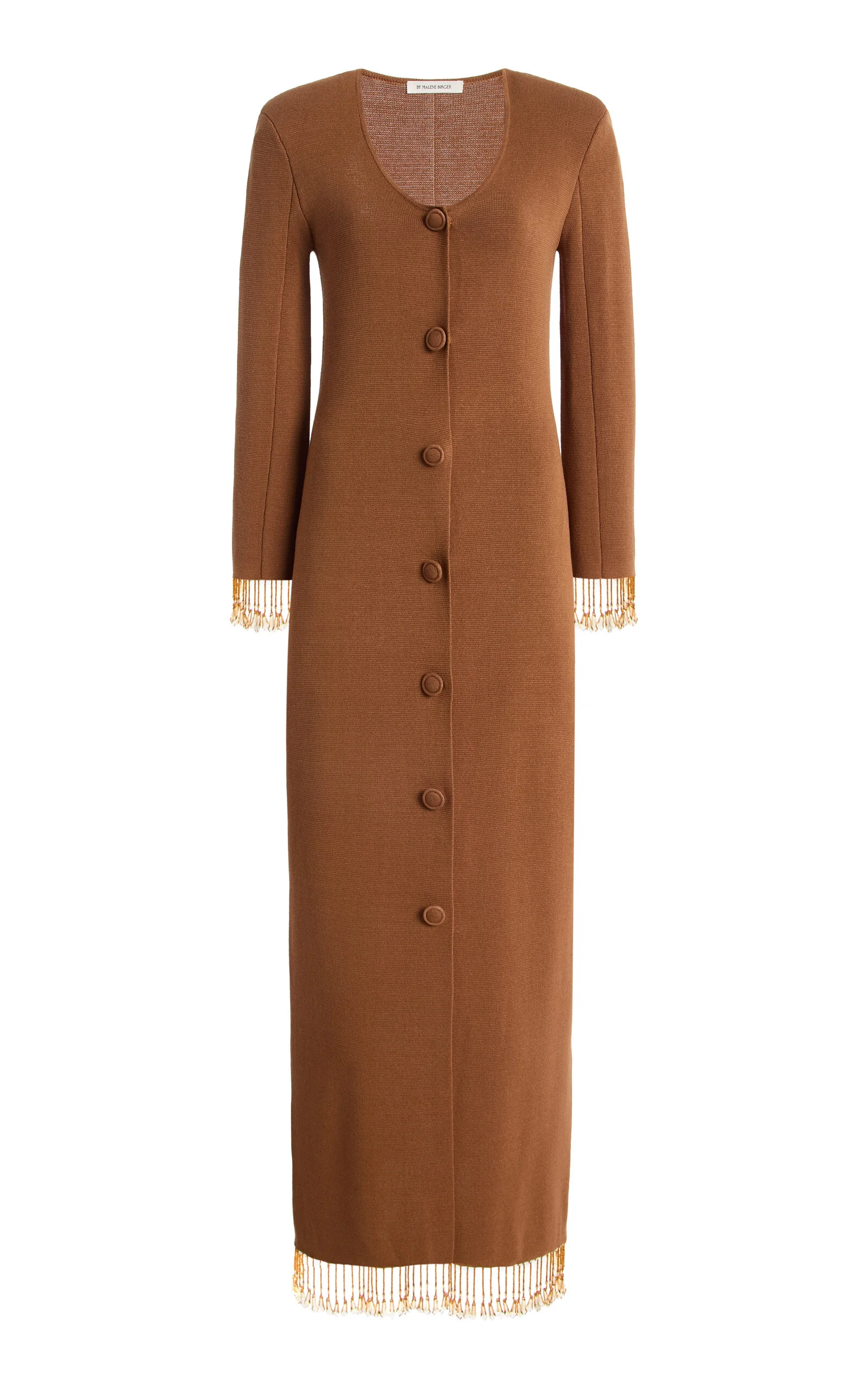Serafina Bead-Trimmed Longline Cardigan brown - 1
