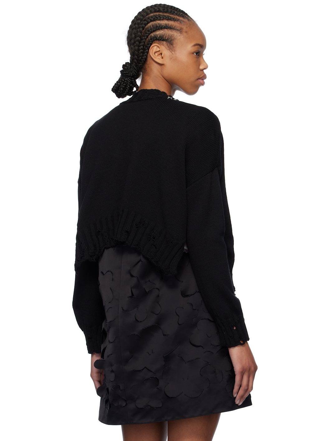 Black Worn Ribs Sweater - 3