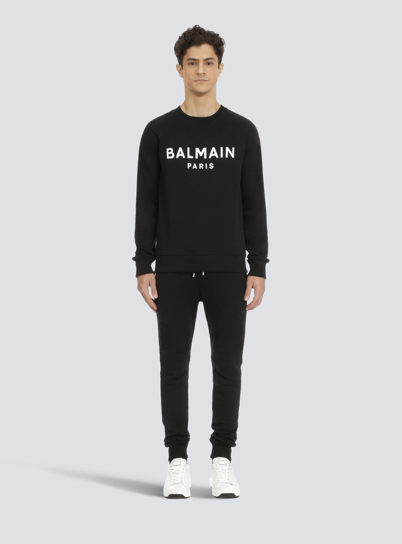 Sweatshirt in eco-responsible cotton with Balmain metallic logo print 4