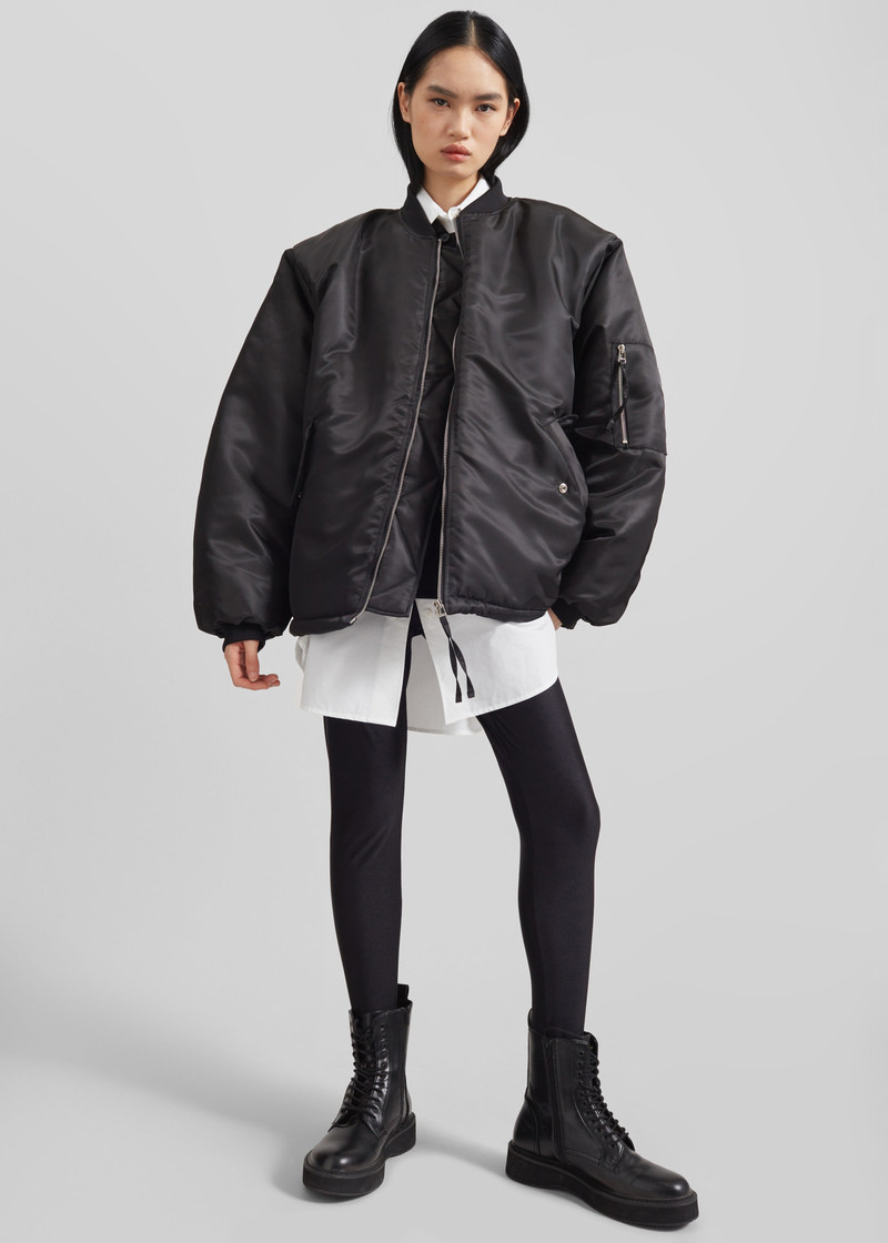 Volme Padded Bomber Jacket - Black 1