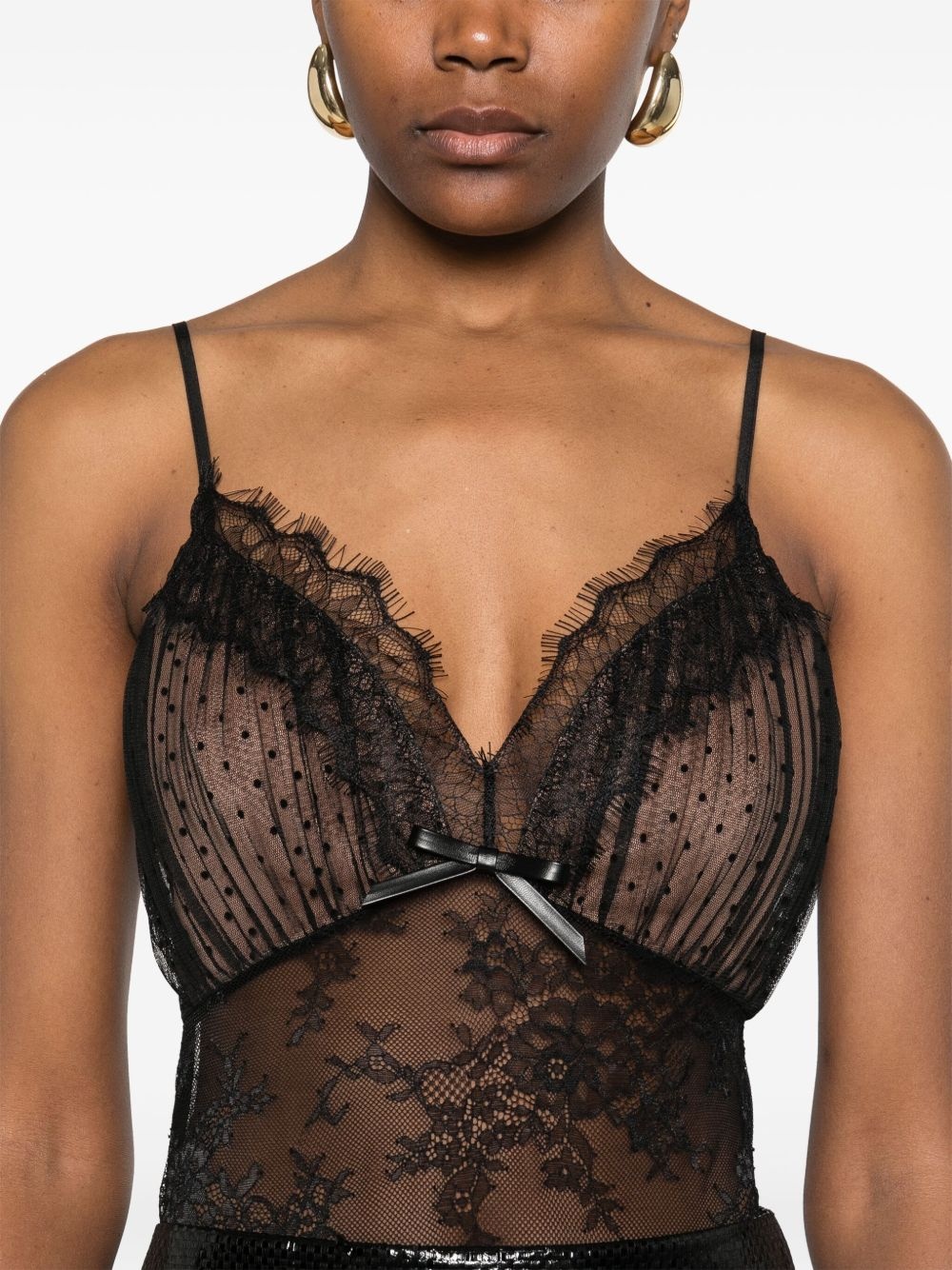 dot-pattern mesh bodysuit - 5
