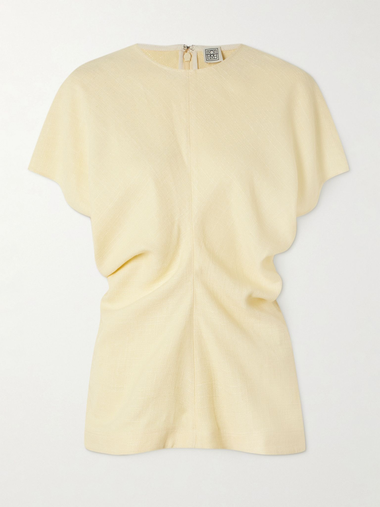 Gathered woven top Pastel yellow - 1