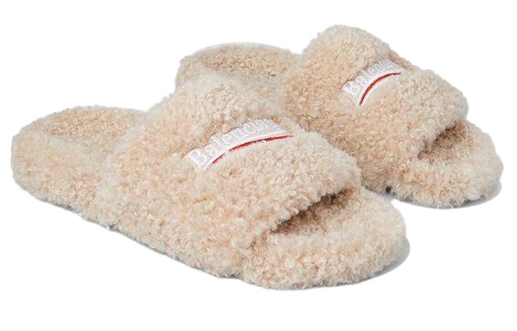 (WMNS) Balenciaga Furry Slides 'Beige' 654261W2DO19796 - 4